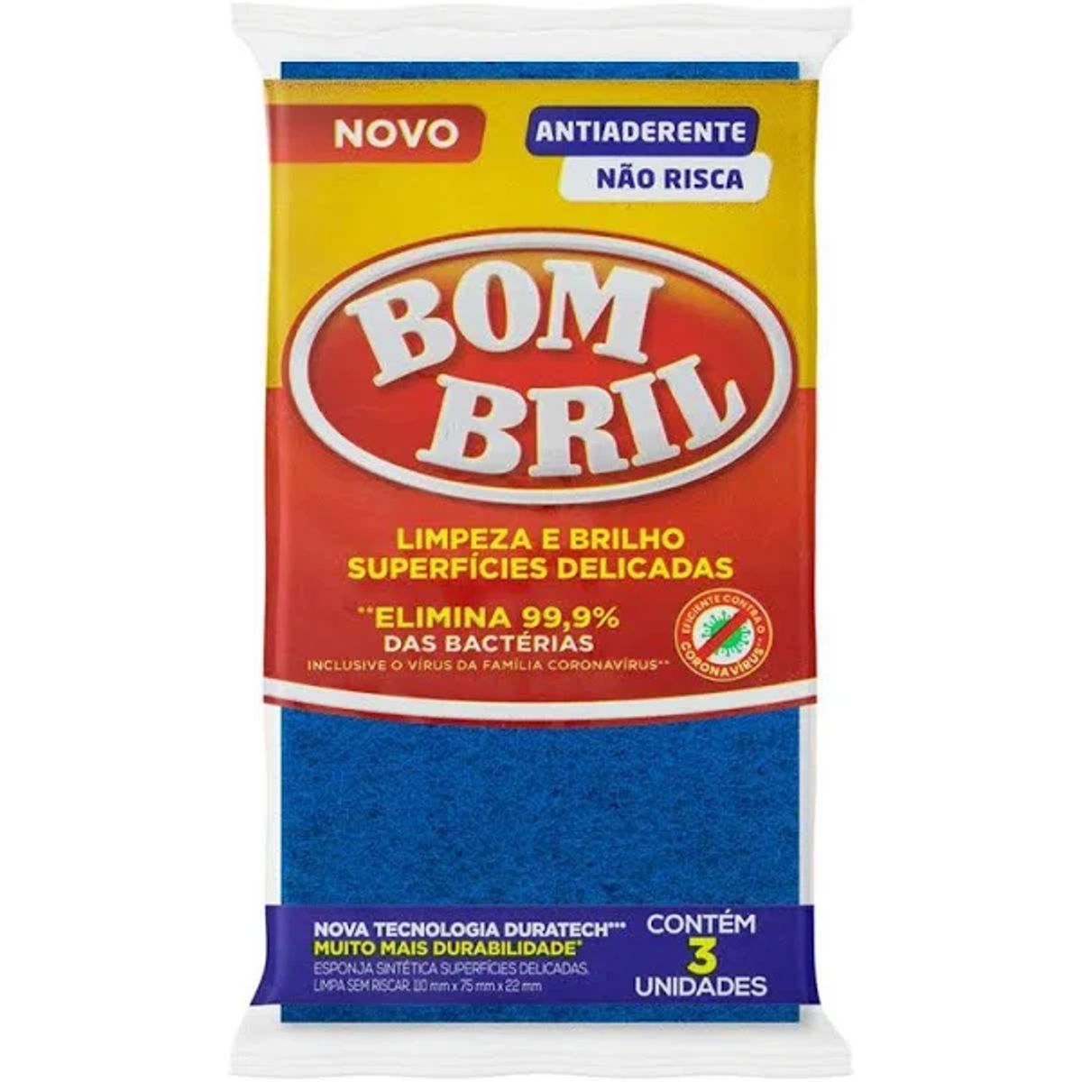 Esponja Azul Antiaderente Bom Bril 3 Unidades Embalagem Econômica image number 0