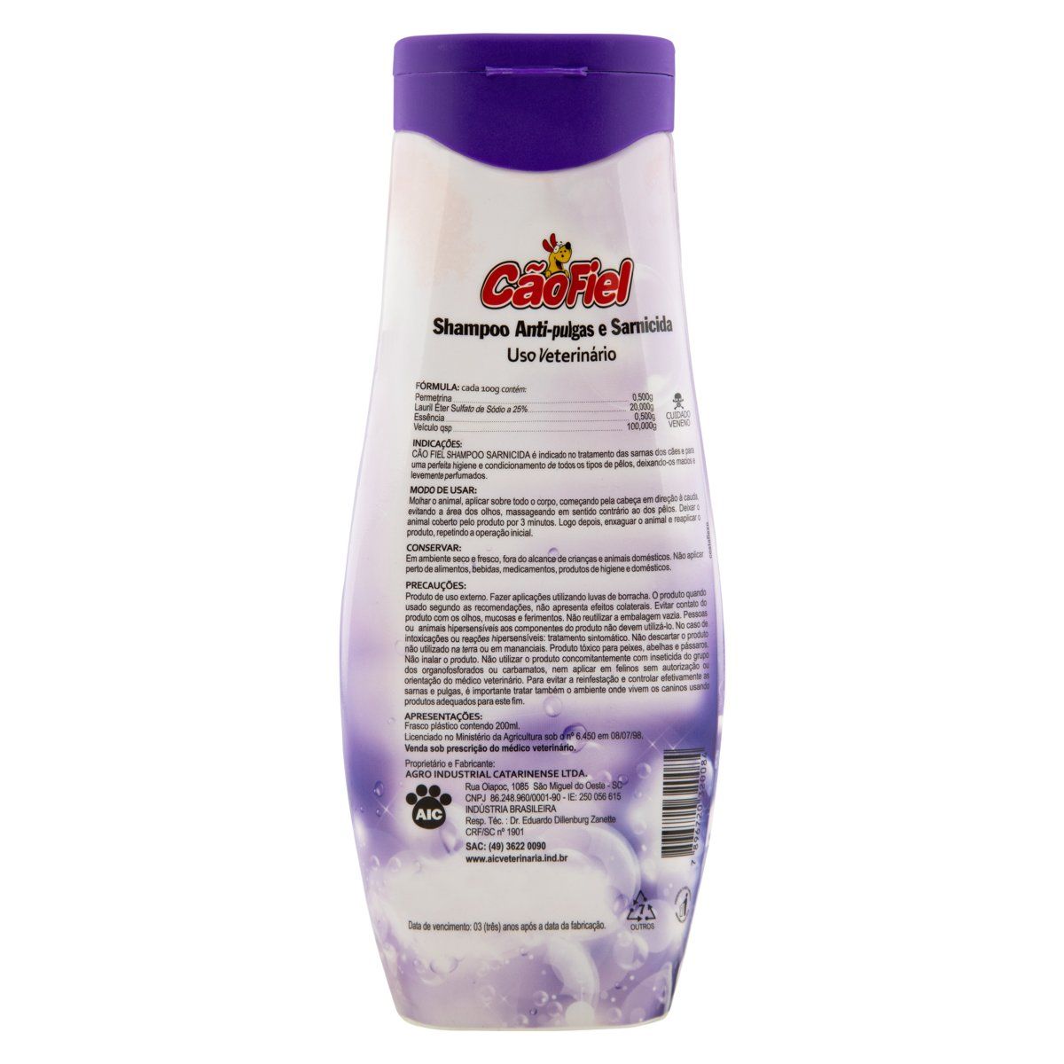 Shampoo para Cães Sarnicida e Anti-Pulgas Cão Fiel Frasco 200ml image number 1