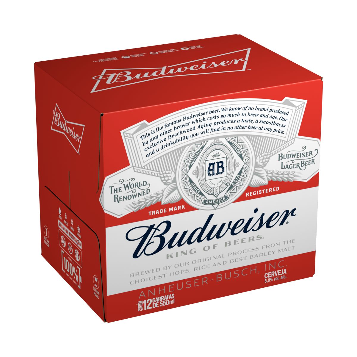 Cerveja Budweiser 550ml Garrafa (Pack com 12 Unid)