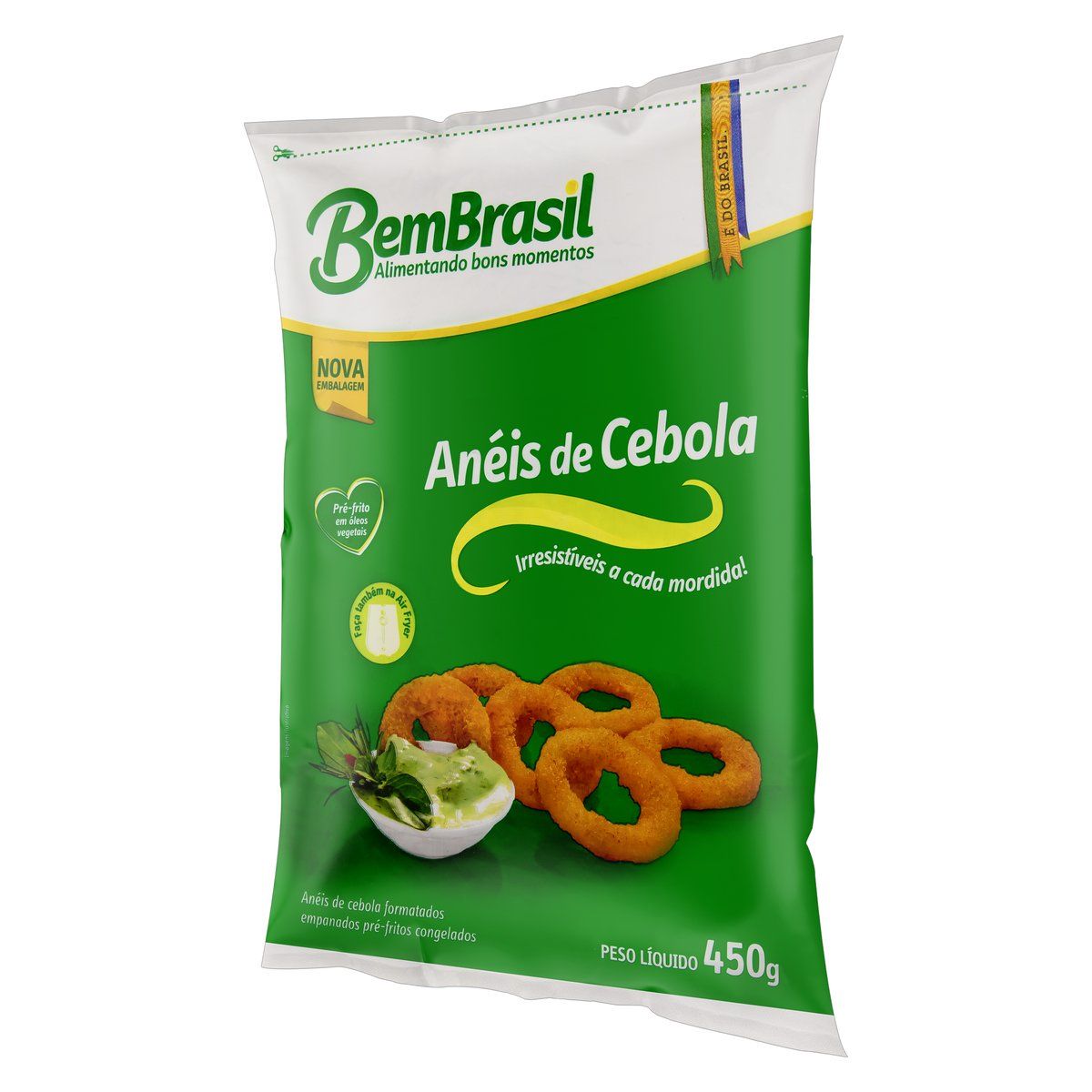 Anéis de Cebola Empanados Pré-Fritos Congelados Bem Brasil Pacote 450g image number 2