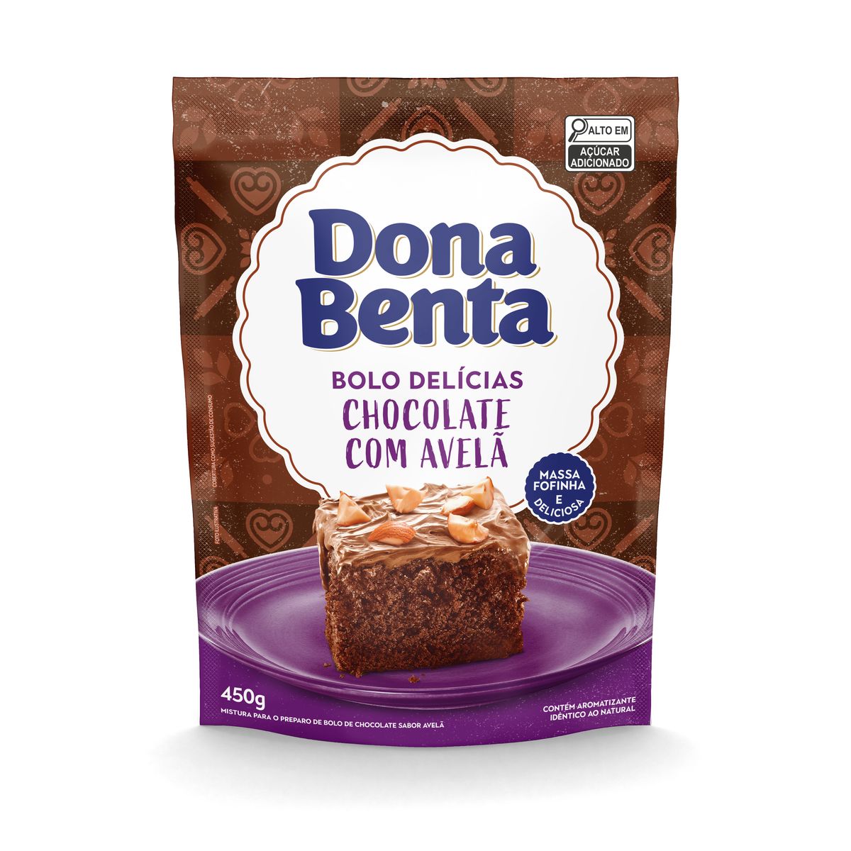 Mistura para Bolo Dona Benta Chocolate com Avelã Sachê 450g image number 0