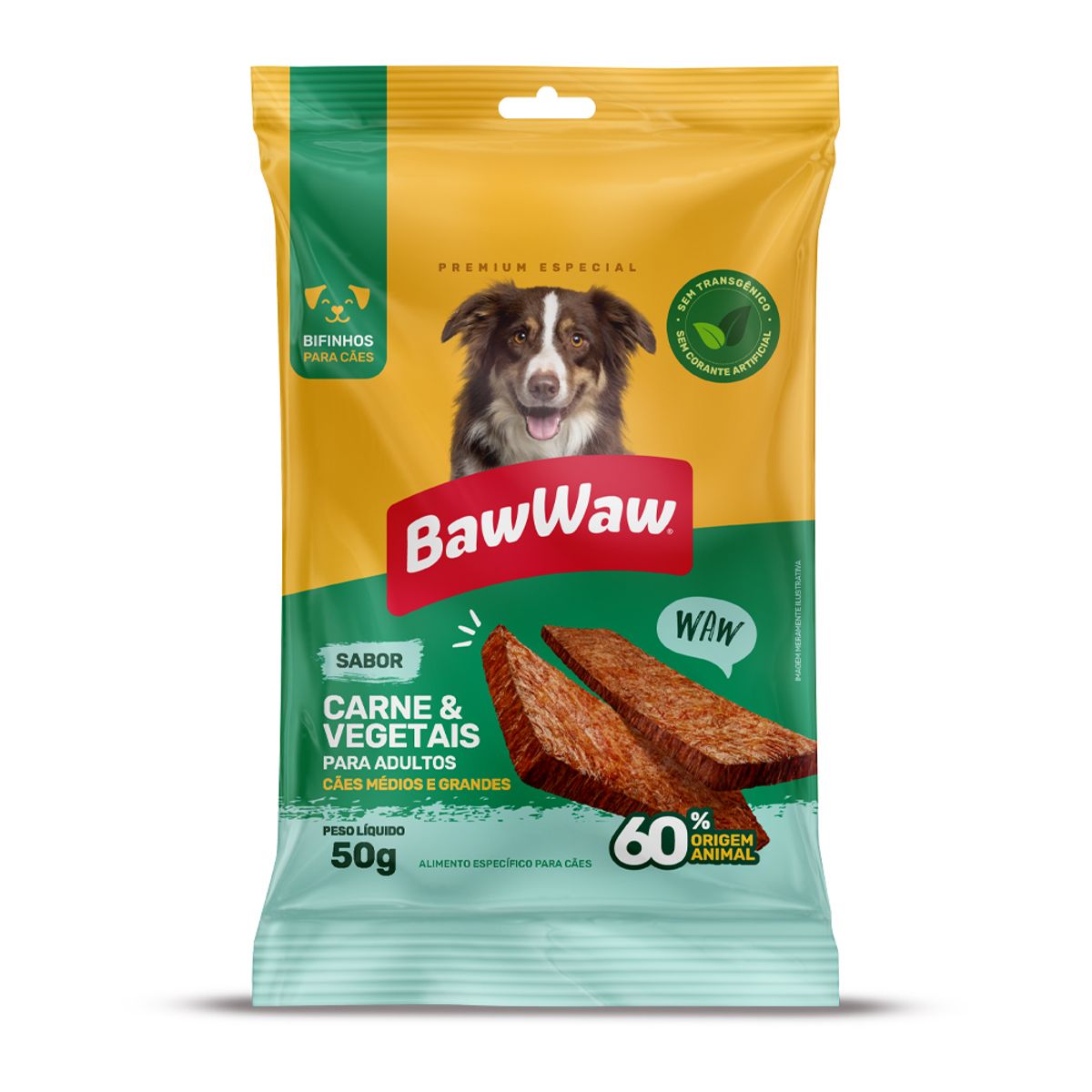 Bifinho para Cães Adultos Baw Waw Carne e Vegetais 50g