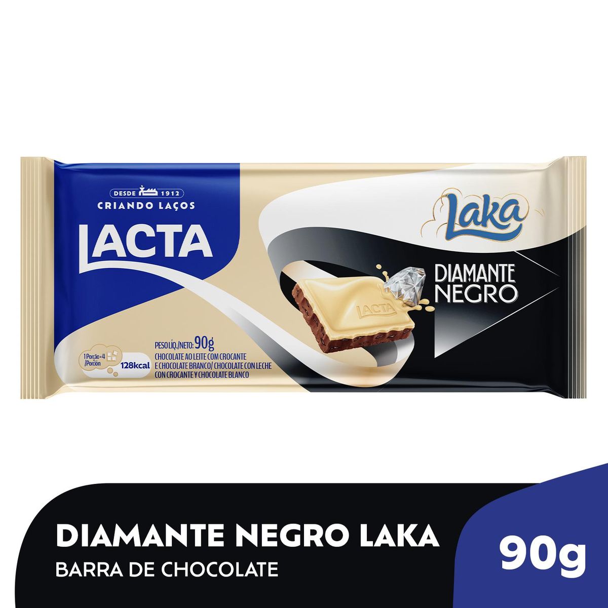Chocolate Lacta Diamante Negro Laka 90g image number 1