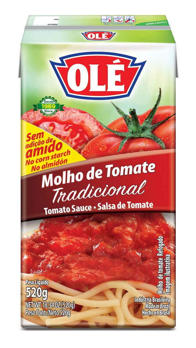 Molho de Tomate Olé Tradicional Refogado TP 520g