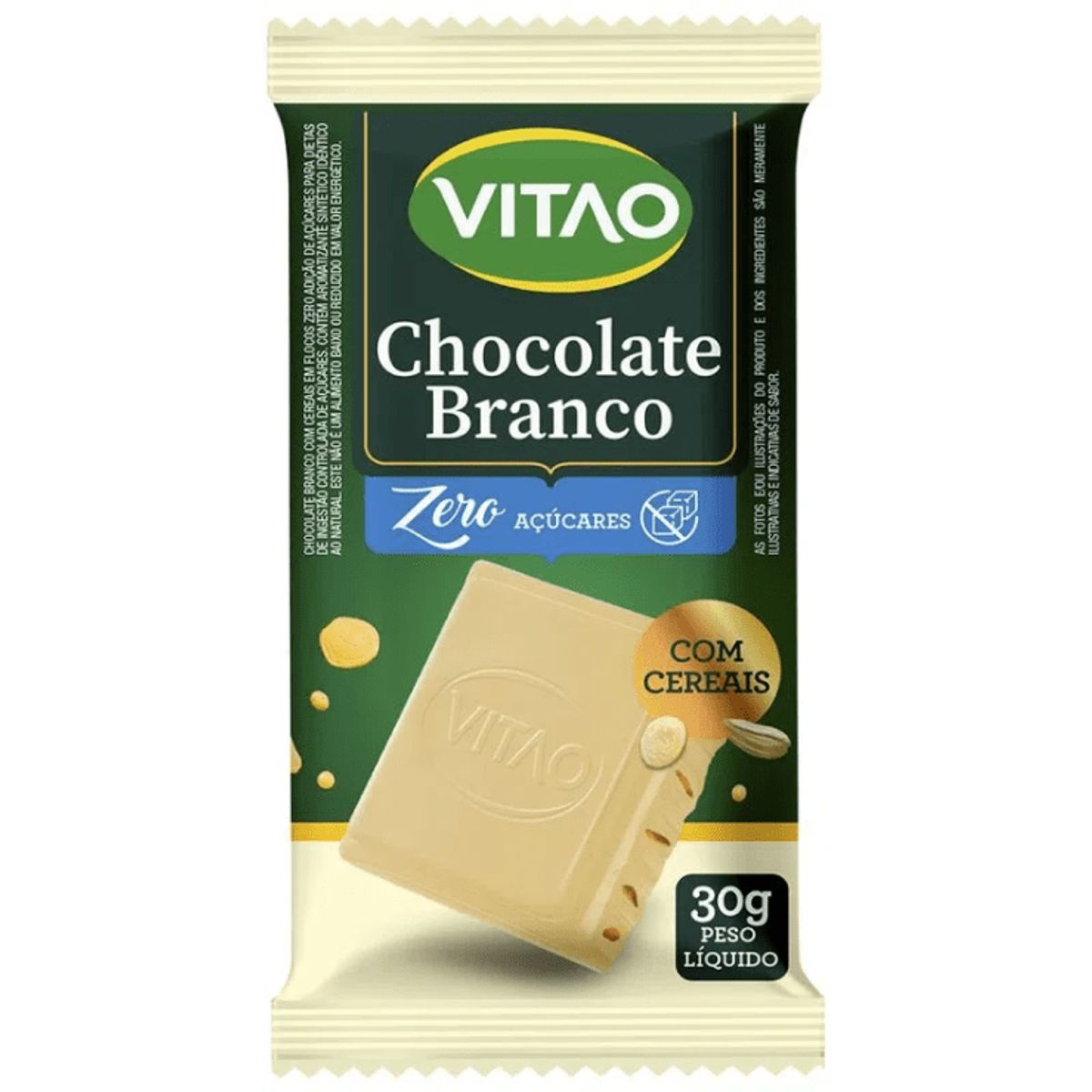 Chocolate Branco Vitao Cereais Zero Açúcar 30g image number 1