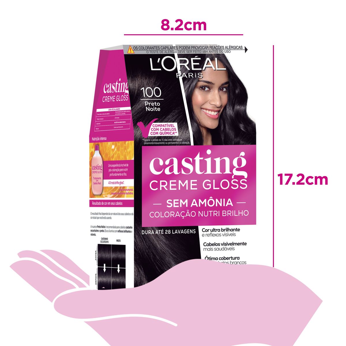 Tintura Semi-Permanente Casting Creme Gloss De L’oréal Paris 100 Preto Noite image number 7