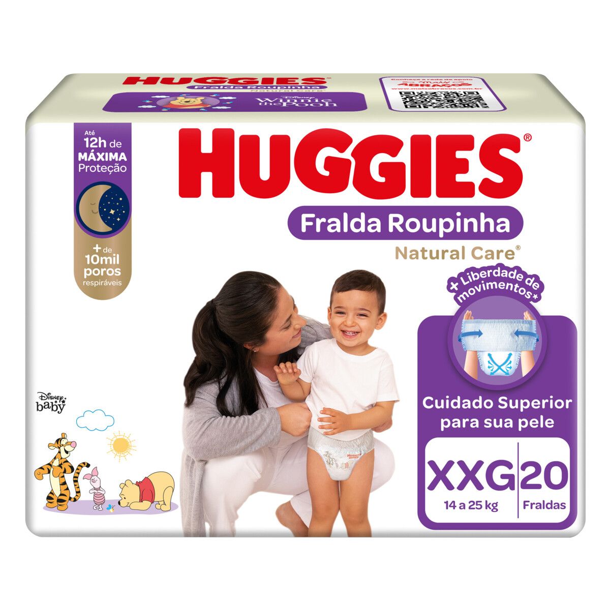 Fralda Descartável Infantil Roupinha Huggies Natural Care XXG Pacote 20 Unidades