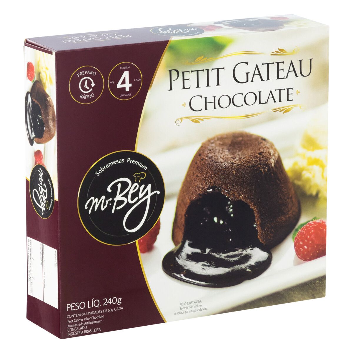 Petit Gâteau Congelado Chocolate Mr. Bey Sobremesas Premium Caixa 240g 4 Unidades image number 3