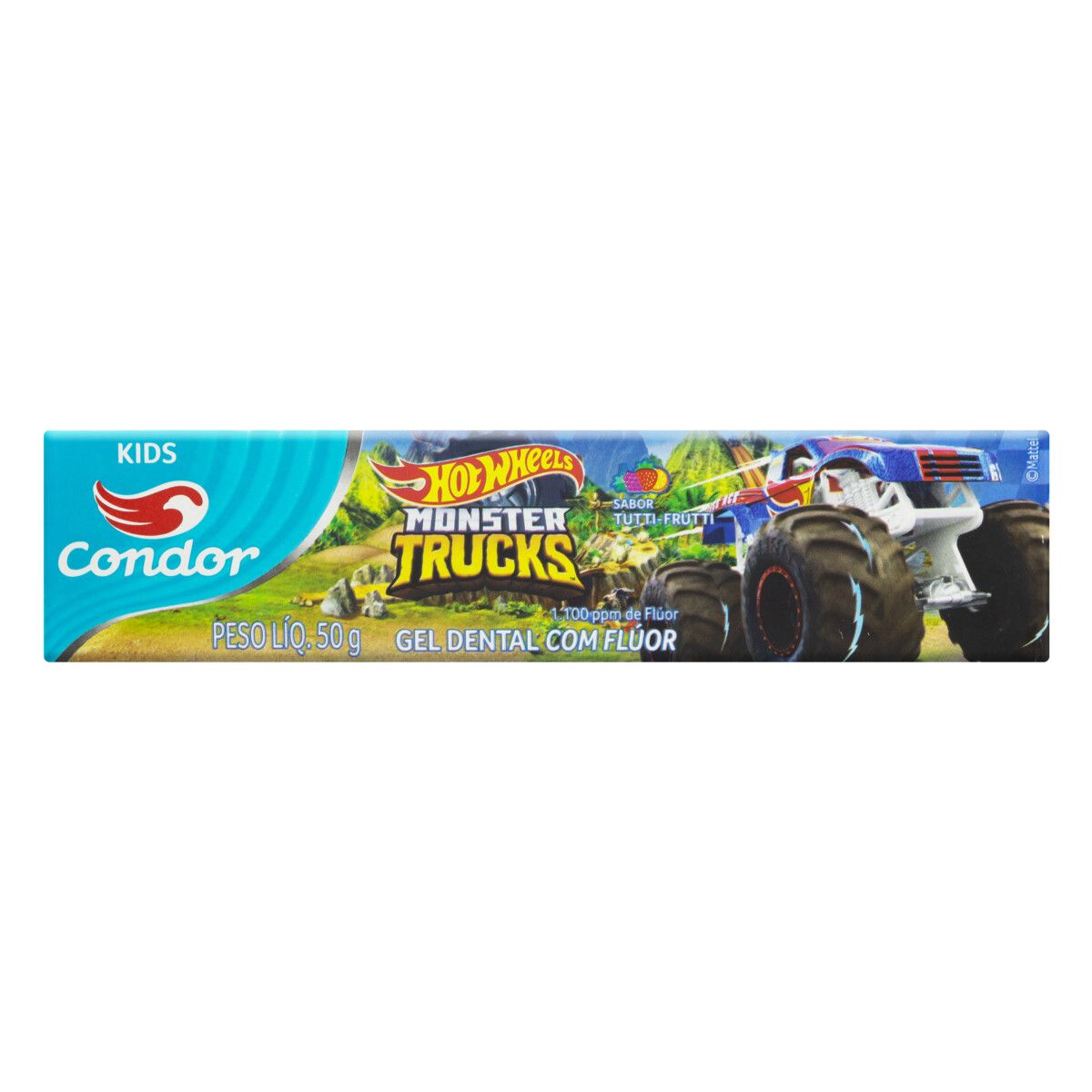 Gel Dental com Flúor Tutti Frutti Hot Wheels Condor Kids Caixa 50g
