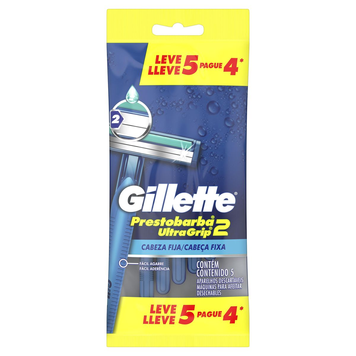 Aparelho de Barbear Descartável Gillette Prestobarba UltraGrip2 Leve 5 Pague 4