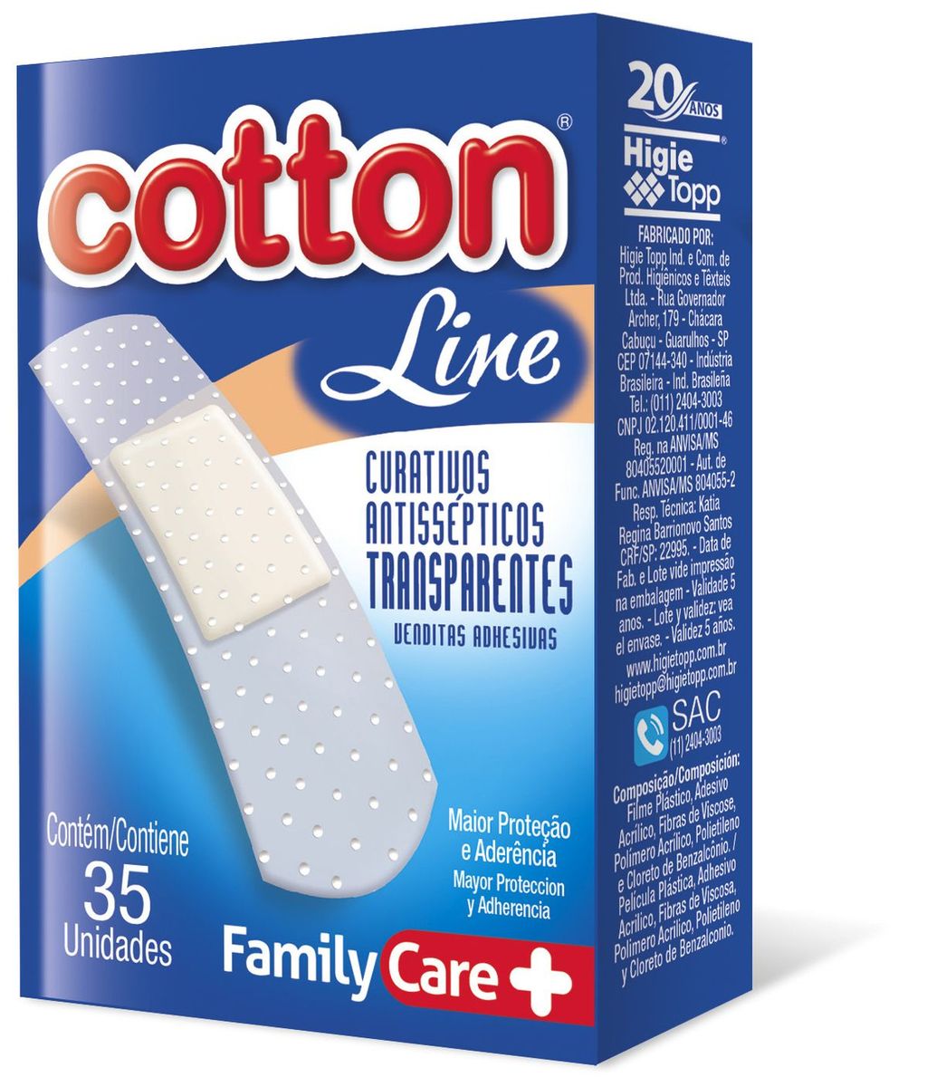 Curativos Antissépticos Cotton Line Transp. 35 Unidades