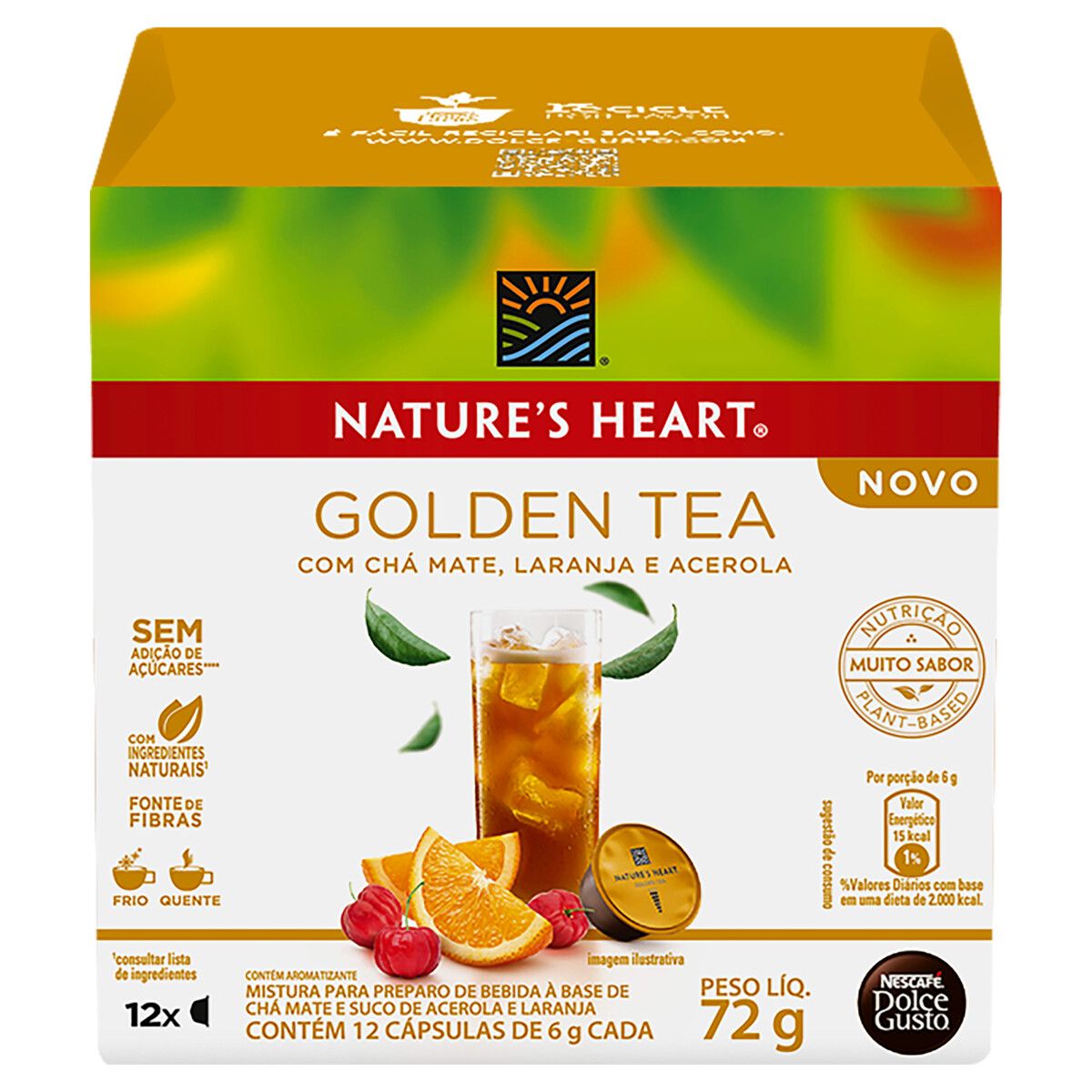 Chá Mate em Cápsula Golden Tea Nature's Heart Caixa 72g 12 Unidades