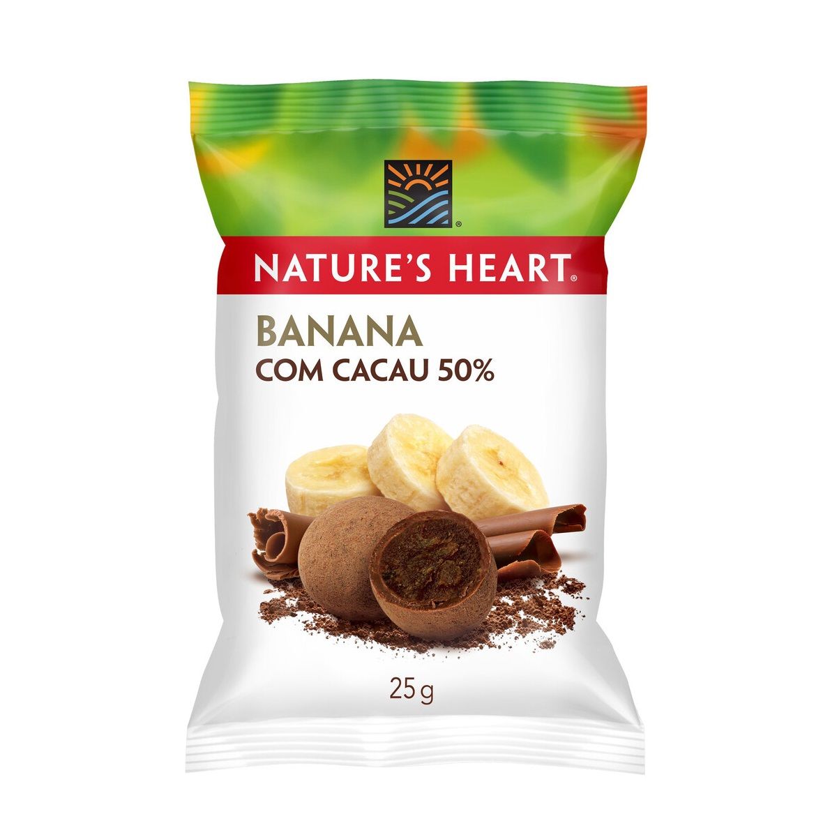 Banana com Cacau 50% Nature's Heart Pacote 25g