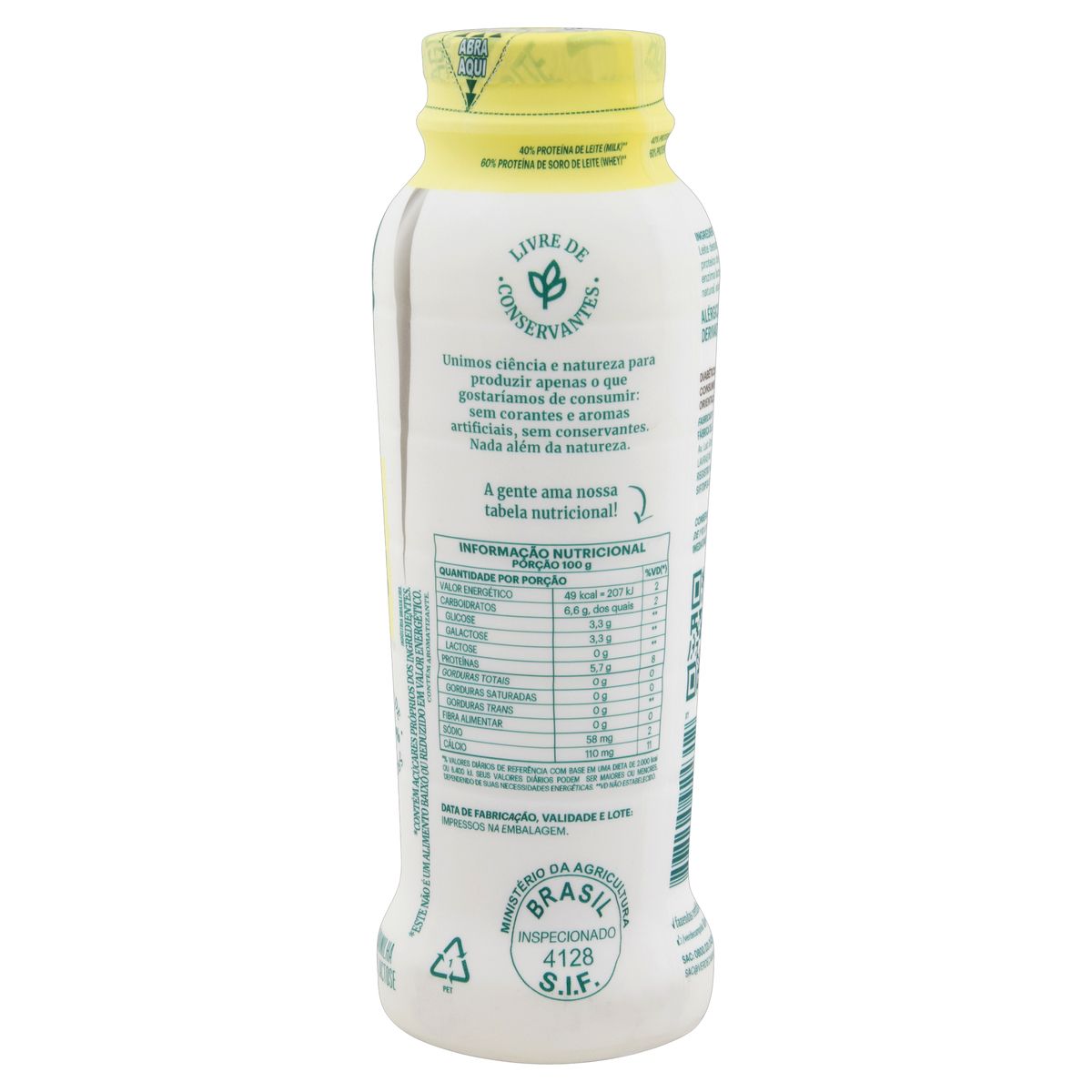 Iogurte Desnatado Baunilha Zero Lactose Verde Campo Natural Whey 14g de Proteína Frasco 250g image number 2