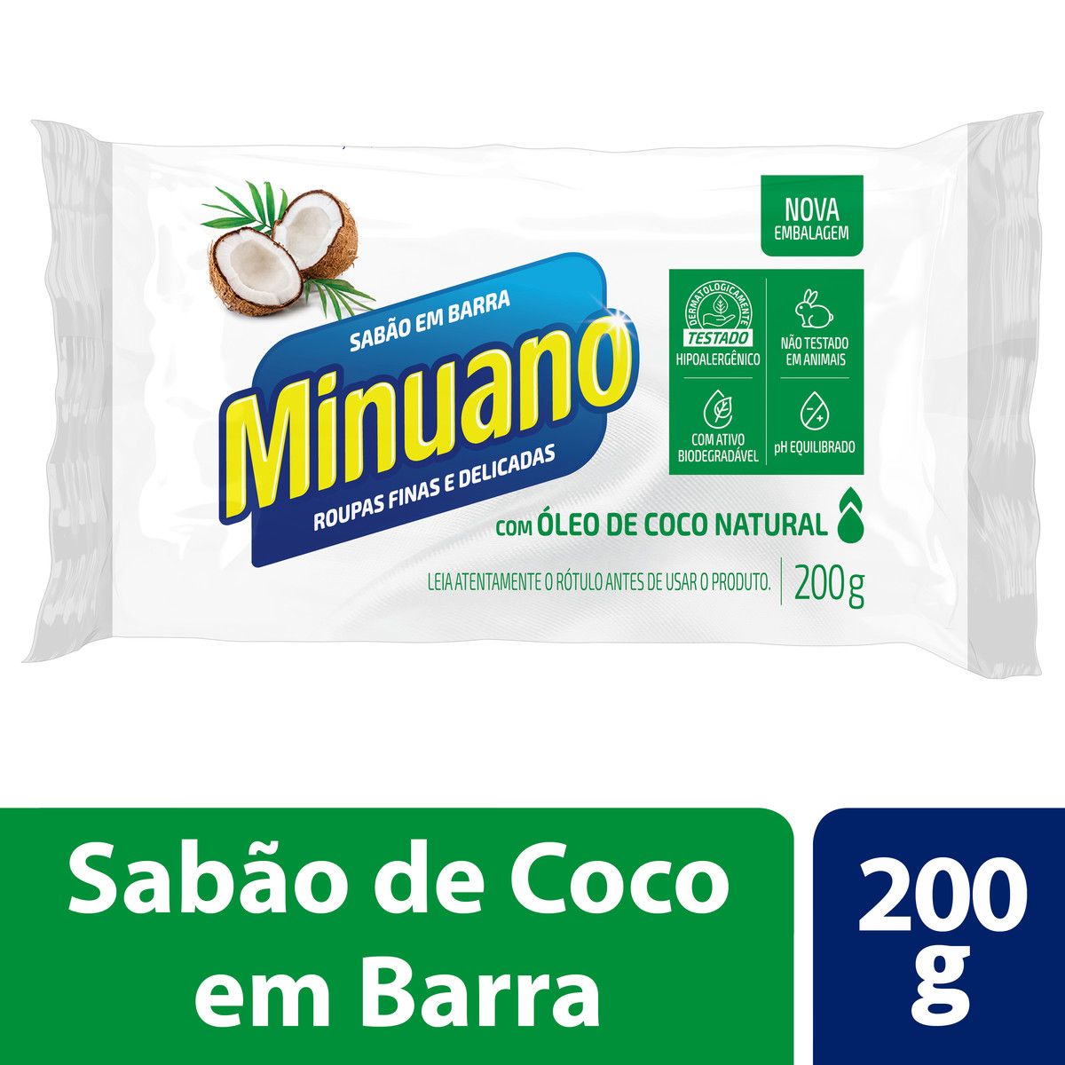 Sabão Barra Coco Minuano 200g image number 1