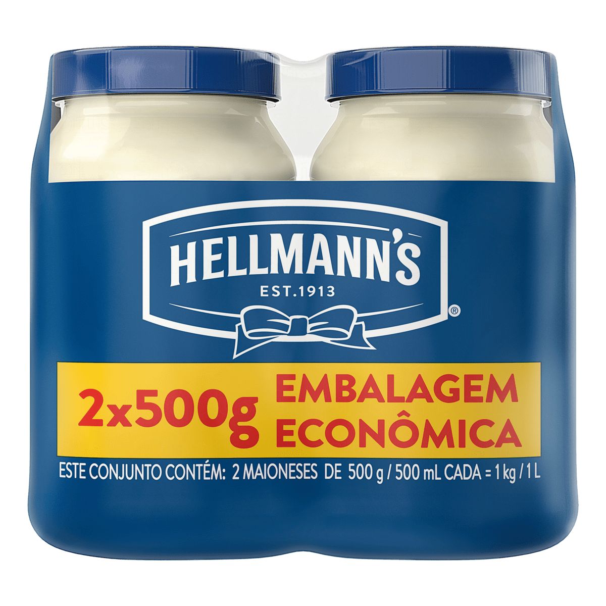 Maionese Hellmann's Pote 1kg Pack 2 Unidades Embalagem Econômica