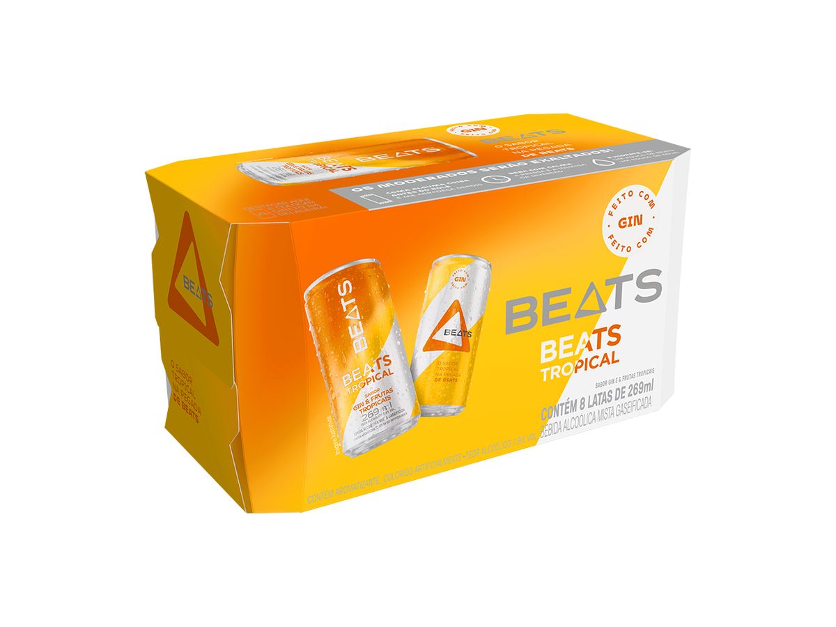 Bebida Alcoólica Mista Beats Tropical Lata 269ml (Pack com 8 und)
