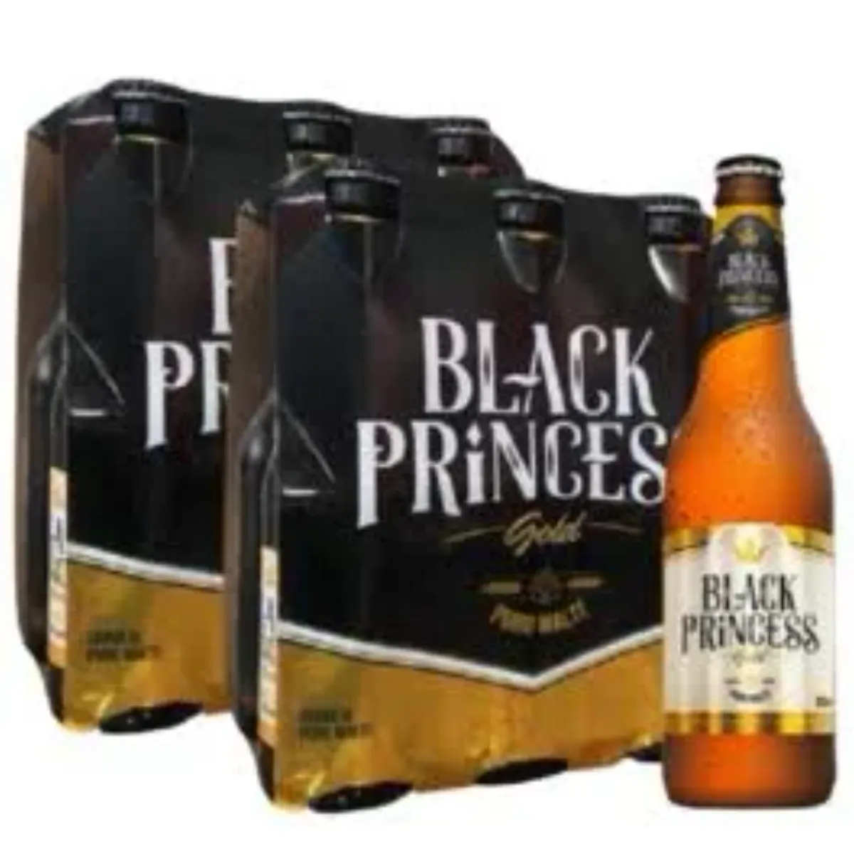 Cerveja American Lager Puro Malte Gold Black Princess Premium Garrafa 355ml (Pack com 6 und)