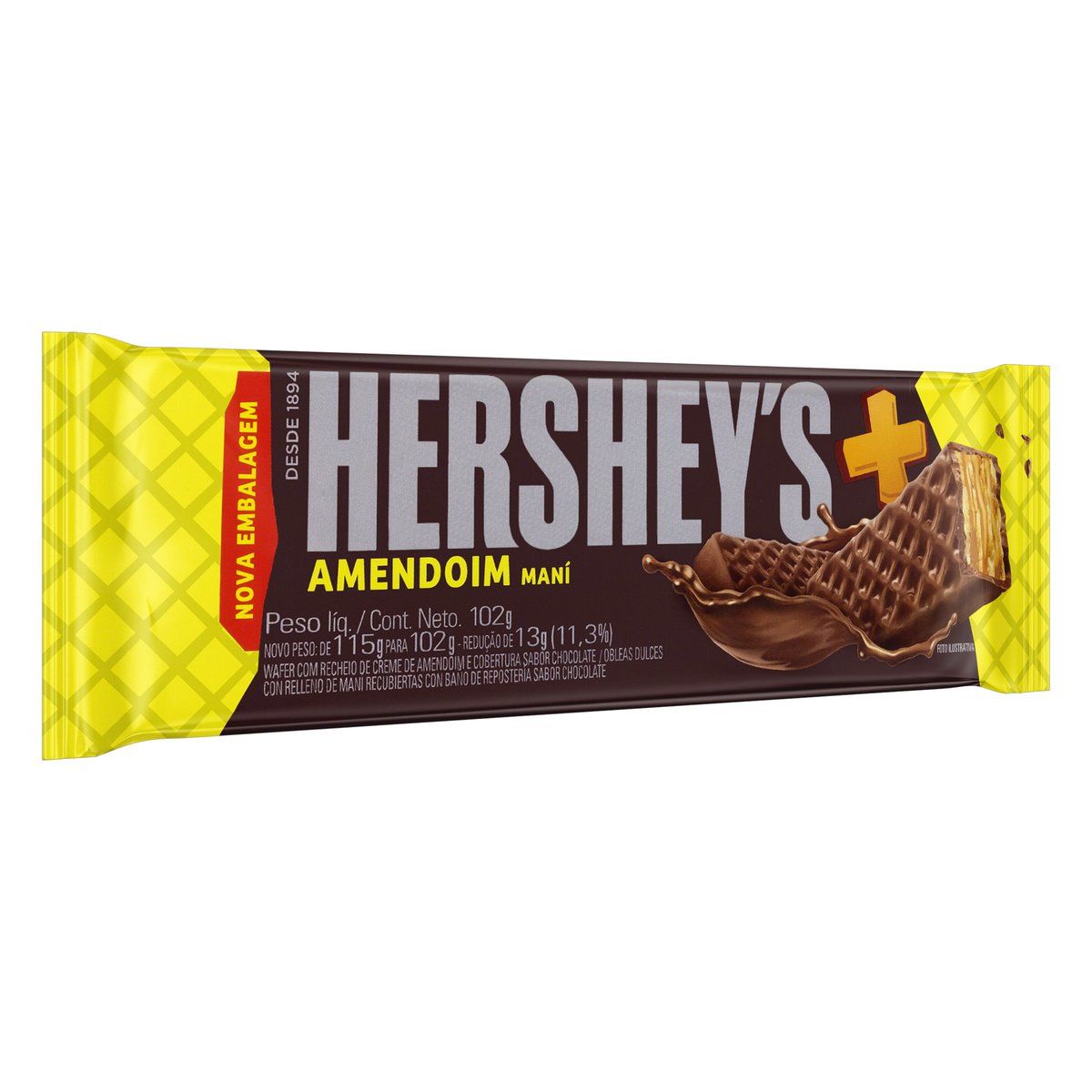 Wafer Hershey's Recheio Amendoim Cobertura Chocolate 102g image number 4