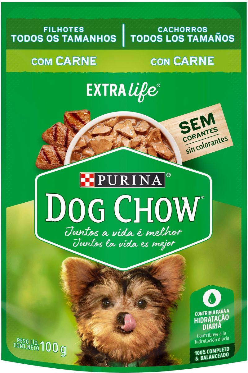 Alimento Dog Chow Cães Filhotes Carne 100g image number 0