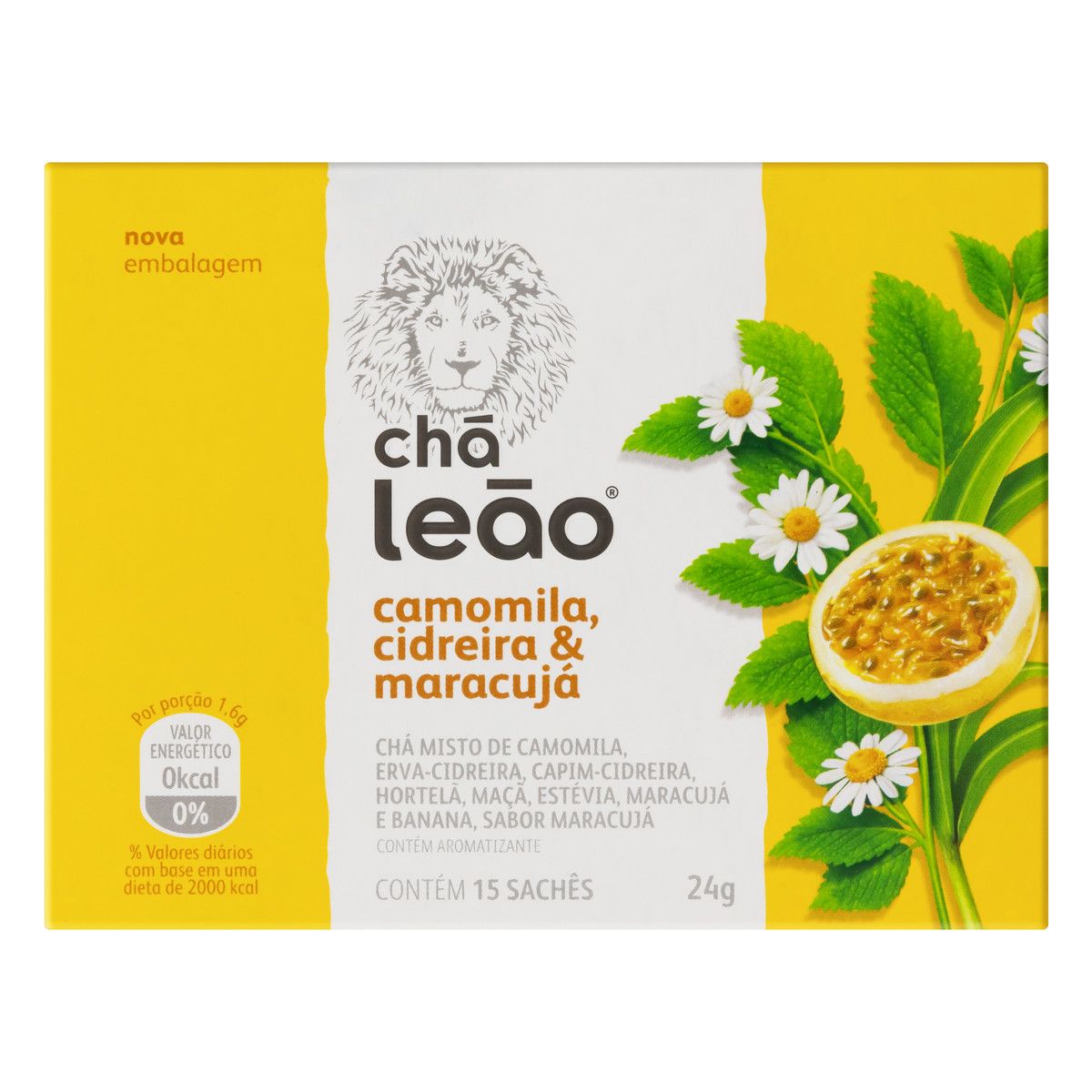 Chá Leão Sabor Camomila, Cidreira & Maracujá 24g