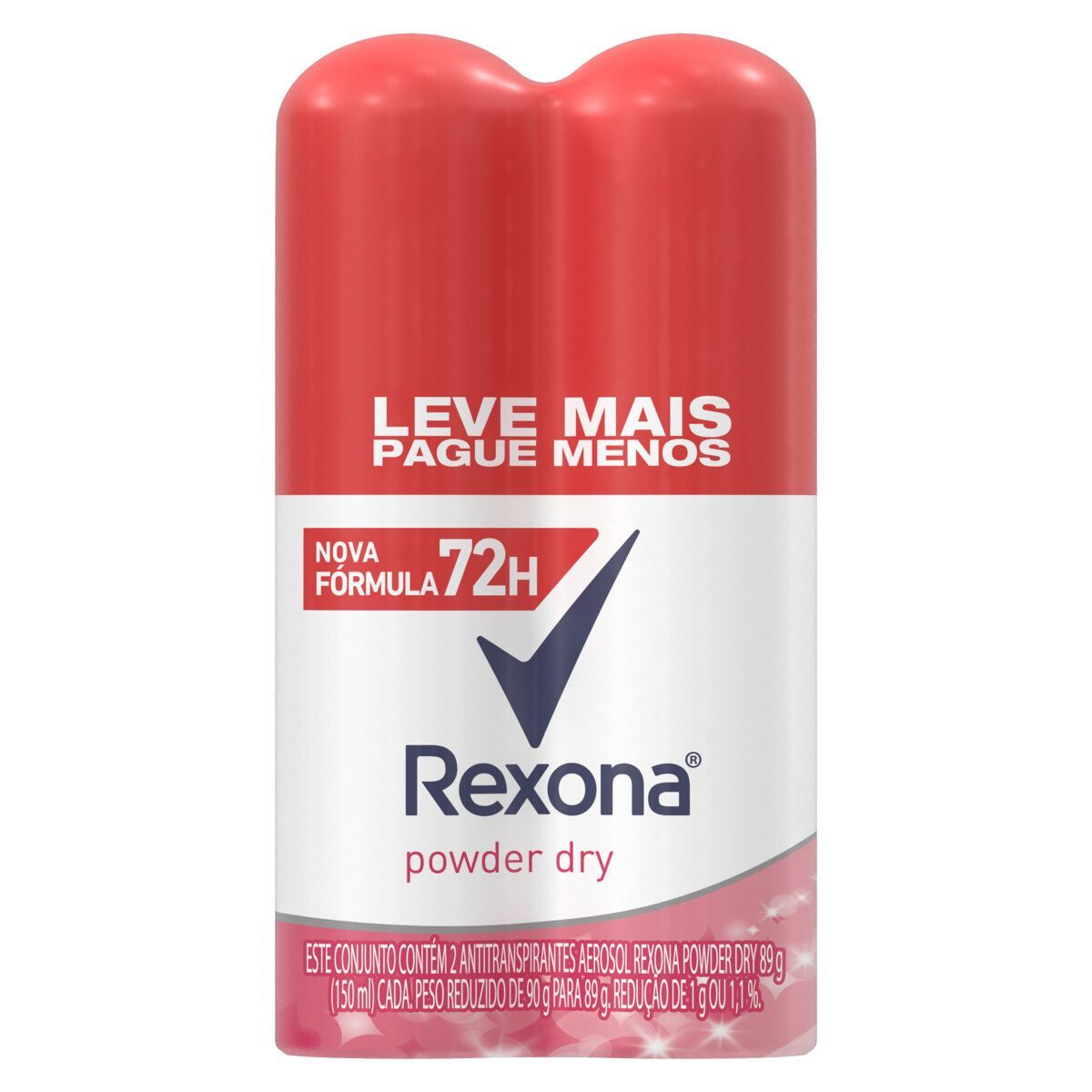 Desodorante Antitranspirante Aerosol Feminino Rexona Powder Dry 72 Horas 2 X 150ml