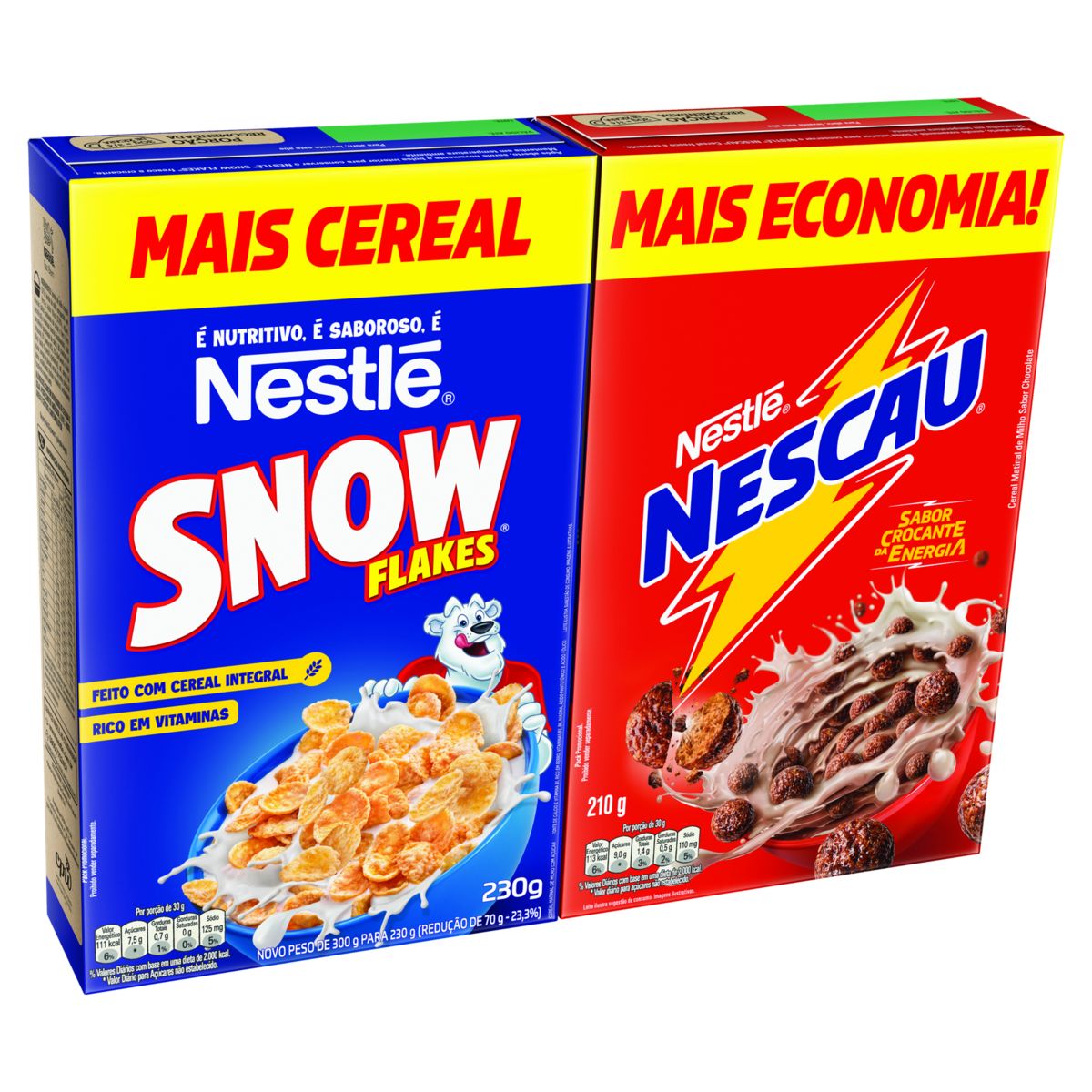 Kit Cereal Matinal Nescau Chocolate 210g + Snow Flakes 230g Mais Economia