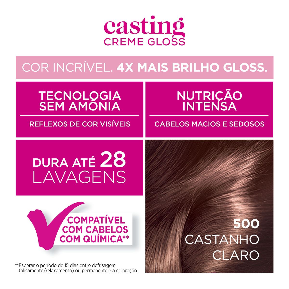 Tintura Semi-Permanente Casting Creme Gloss De L’oréal Paris 500 Castanho Claro image number 4