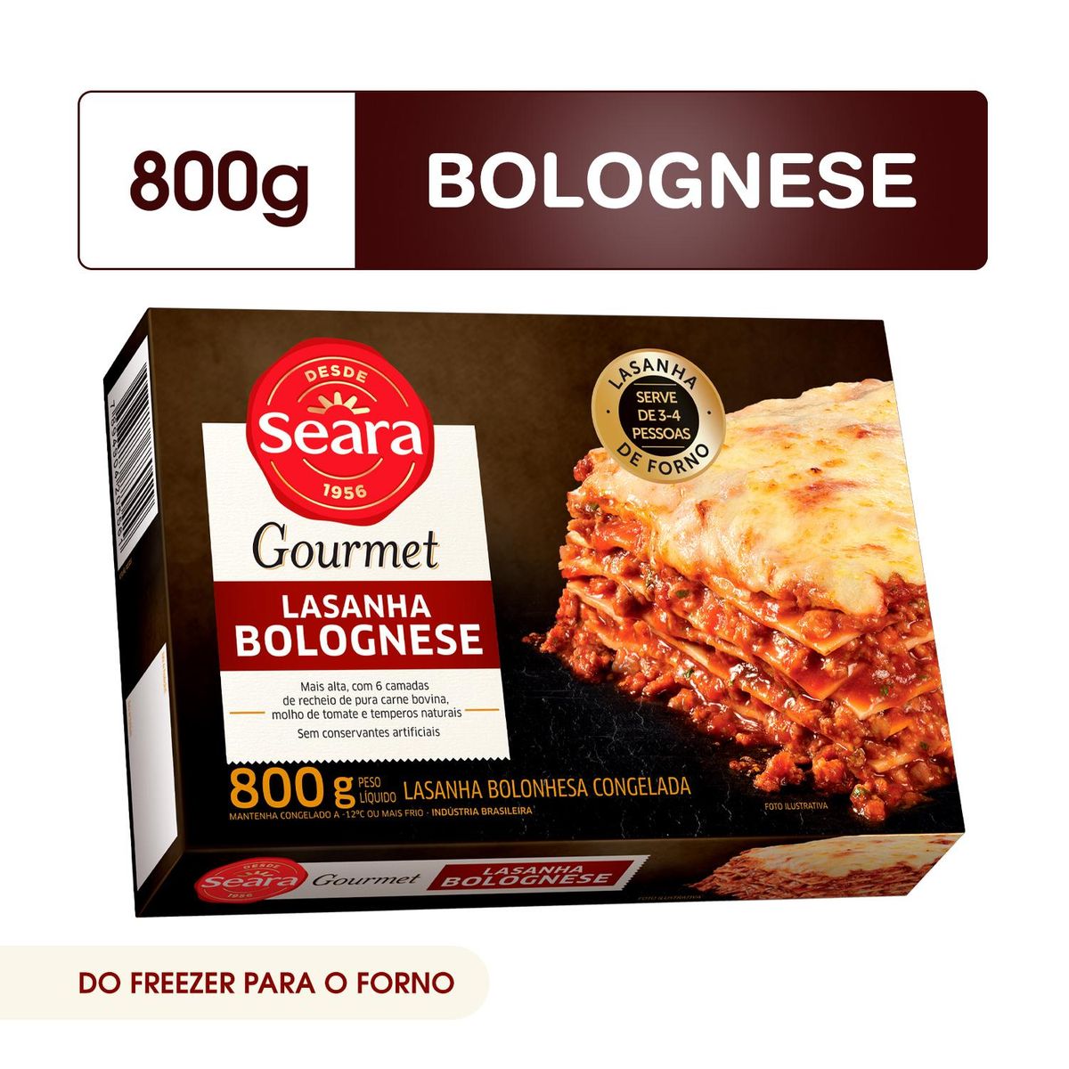 Lasanha bolognese Seara Gourmet 800g image number 1