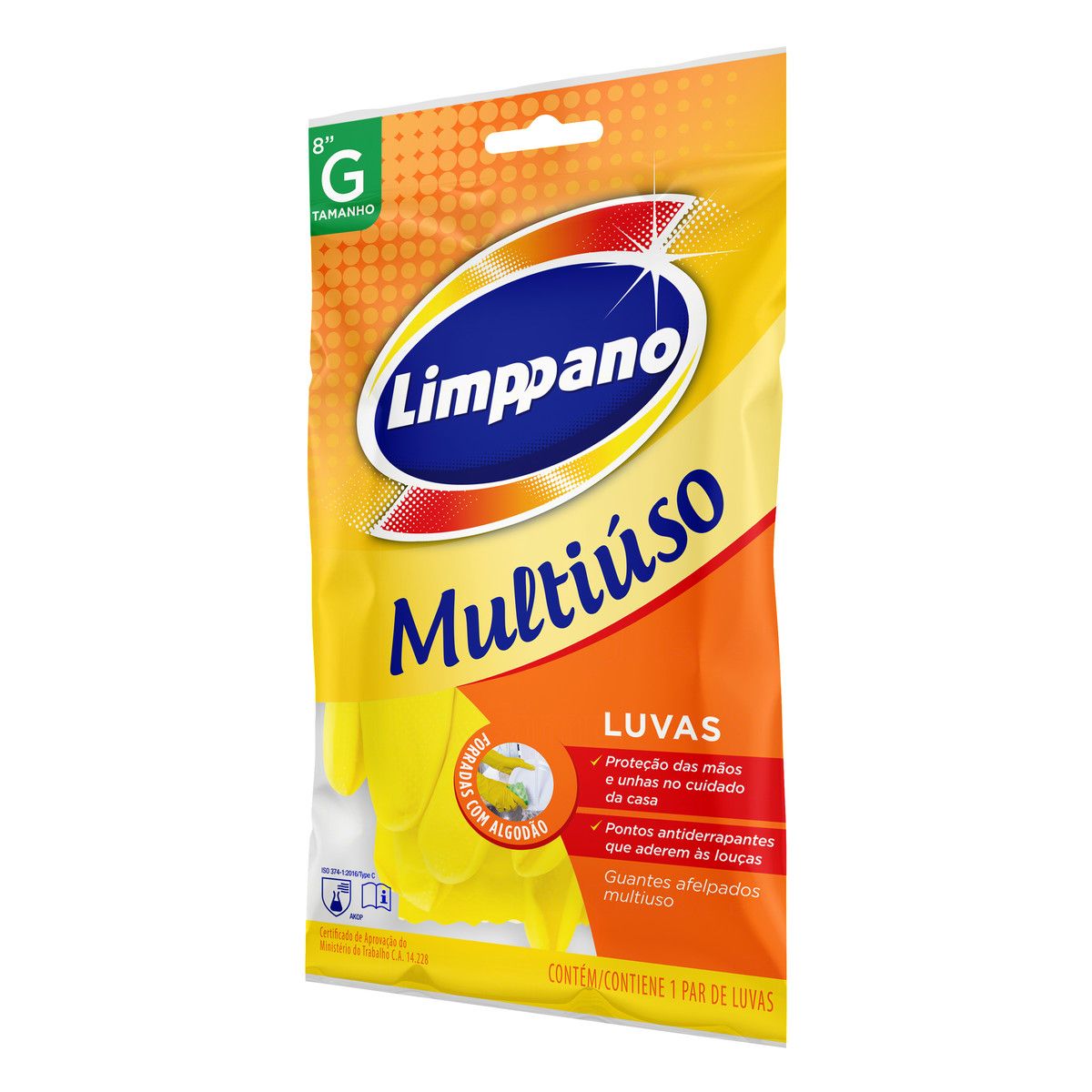 Luva Multiuso Amarela Limppano Tamanho G image number 2