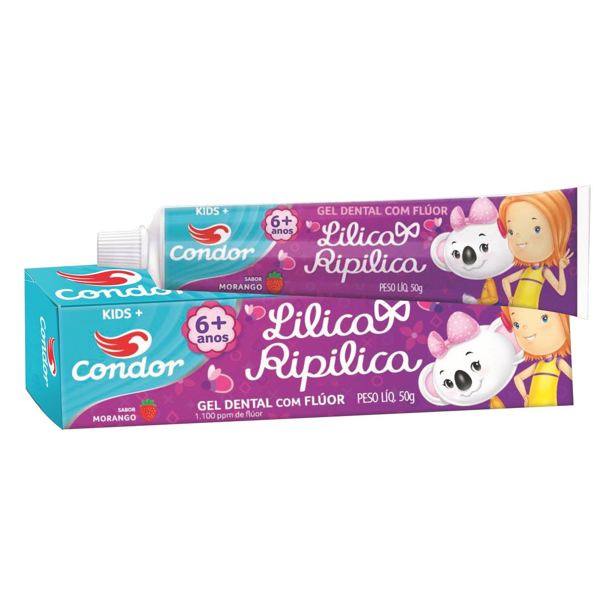 Gel Dental com Flúor Morango Lilica Ripilica Condor Kids Caixa 50g image number 4
