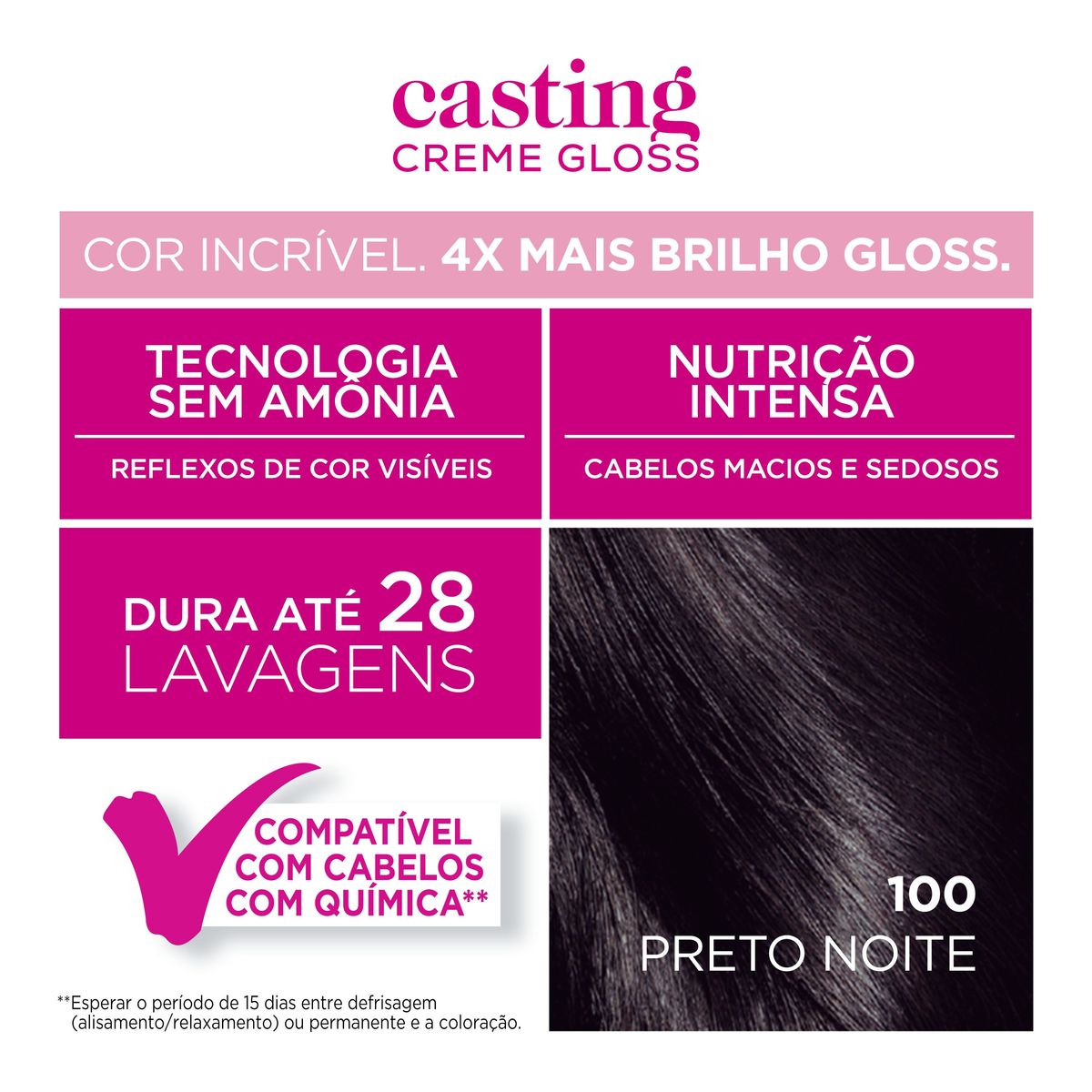 Tintura Semi-Permanente Casting Creme Gloss De L’oréal Paris 100 Preto Noite image number 4