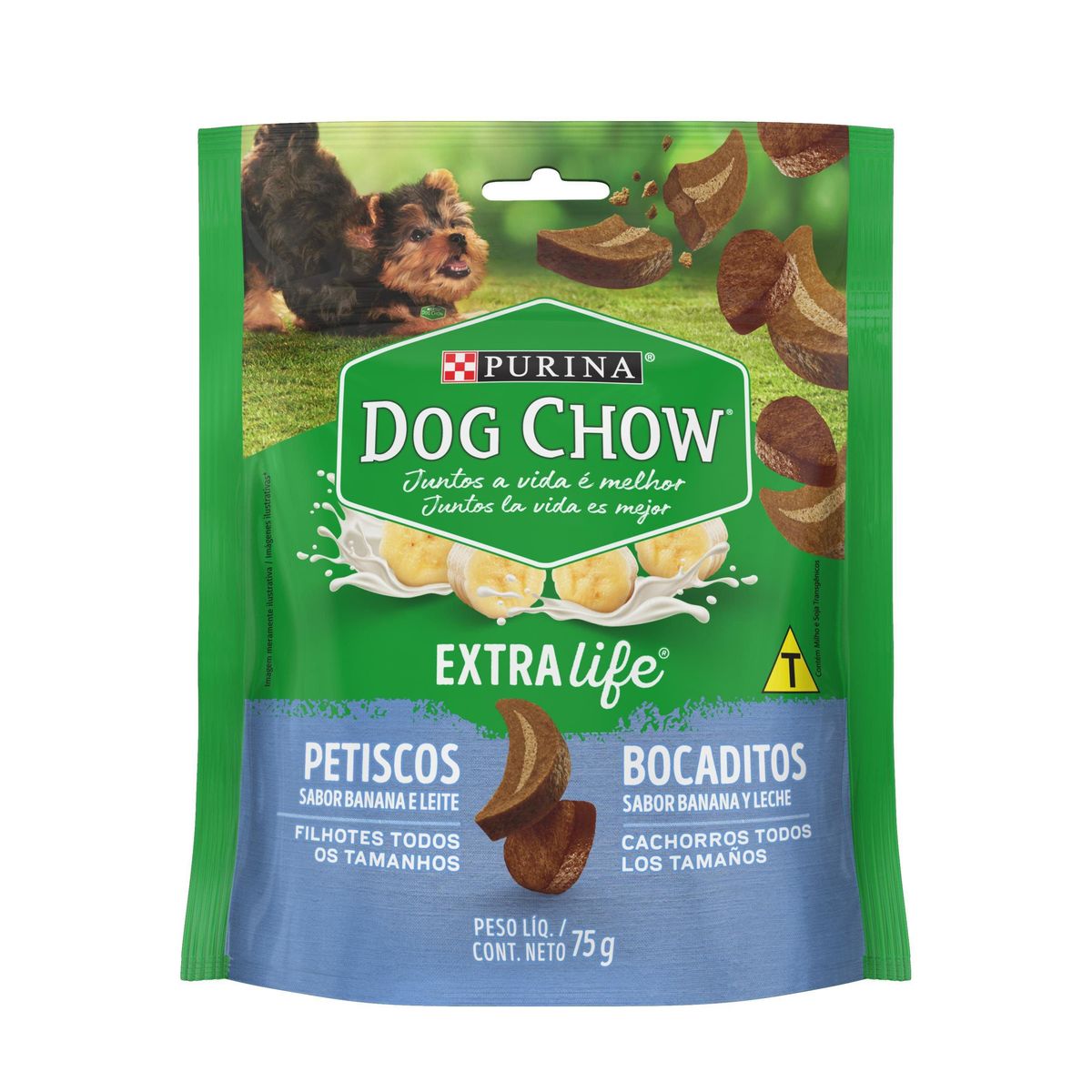 Petisco Dog Chow Cães Filhotes Banana e Leite 75g