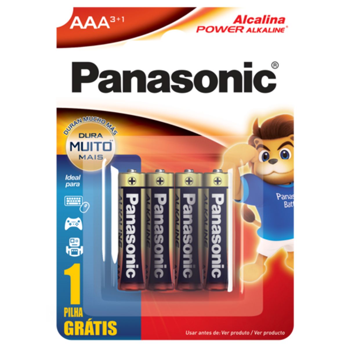 Pilha Panasonic Alcalina AAA 3+1 Unidade