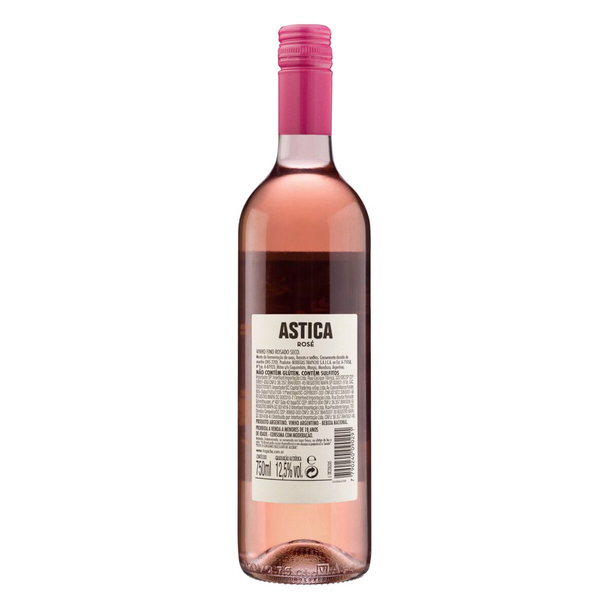 Vinho Argentino Rosé Seco Astica Malbec Mendoza Garrafa 750ml image number 1