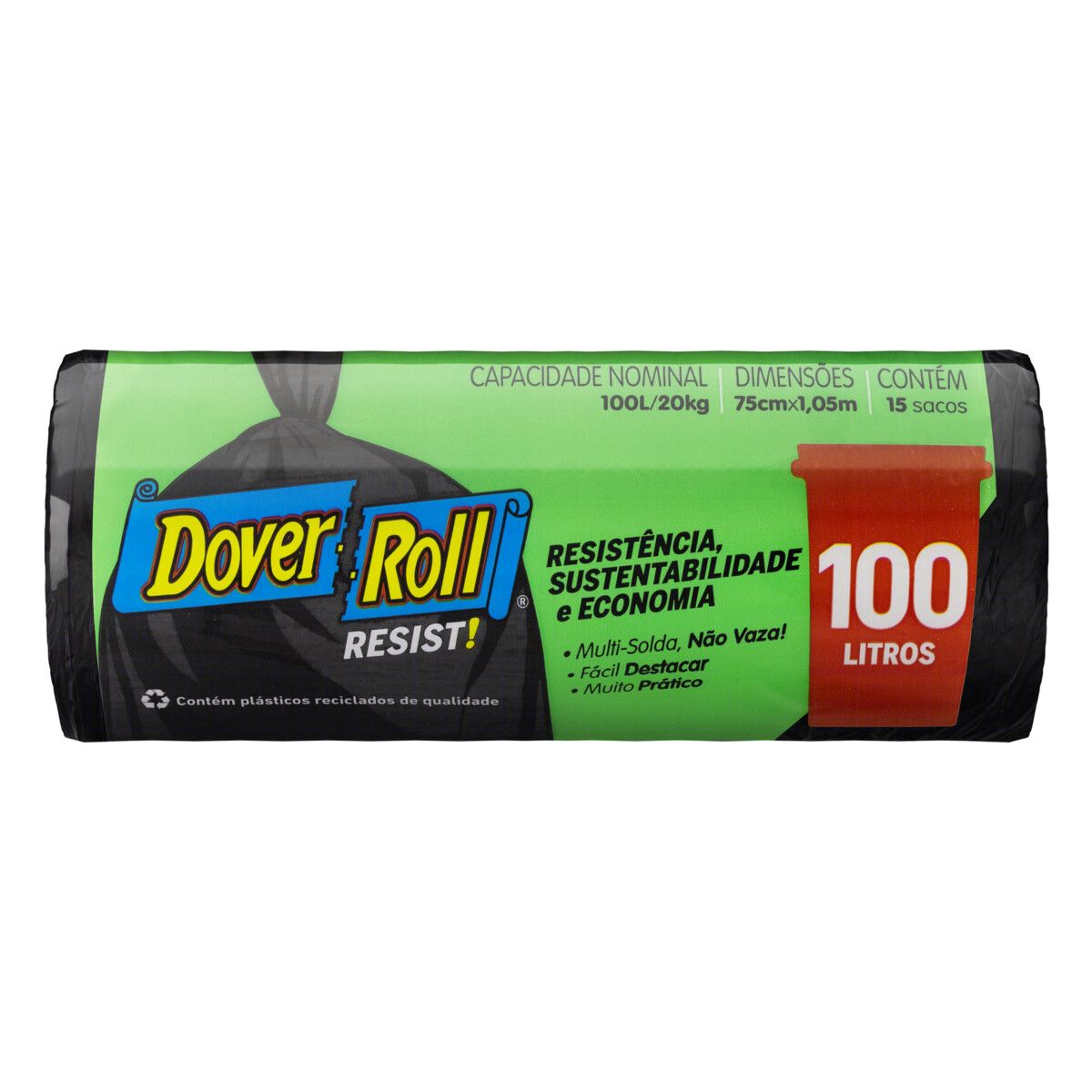 Saco para Lixo Dover Roll 100L Resist 15 Unidades