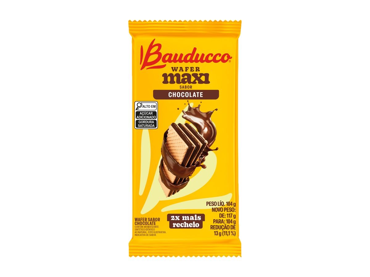 Biscoito Wafer Bauducco Maxi Chocolate Pacote 104g