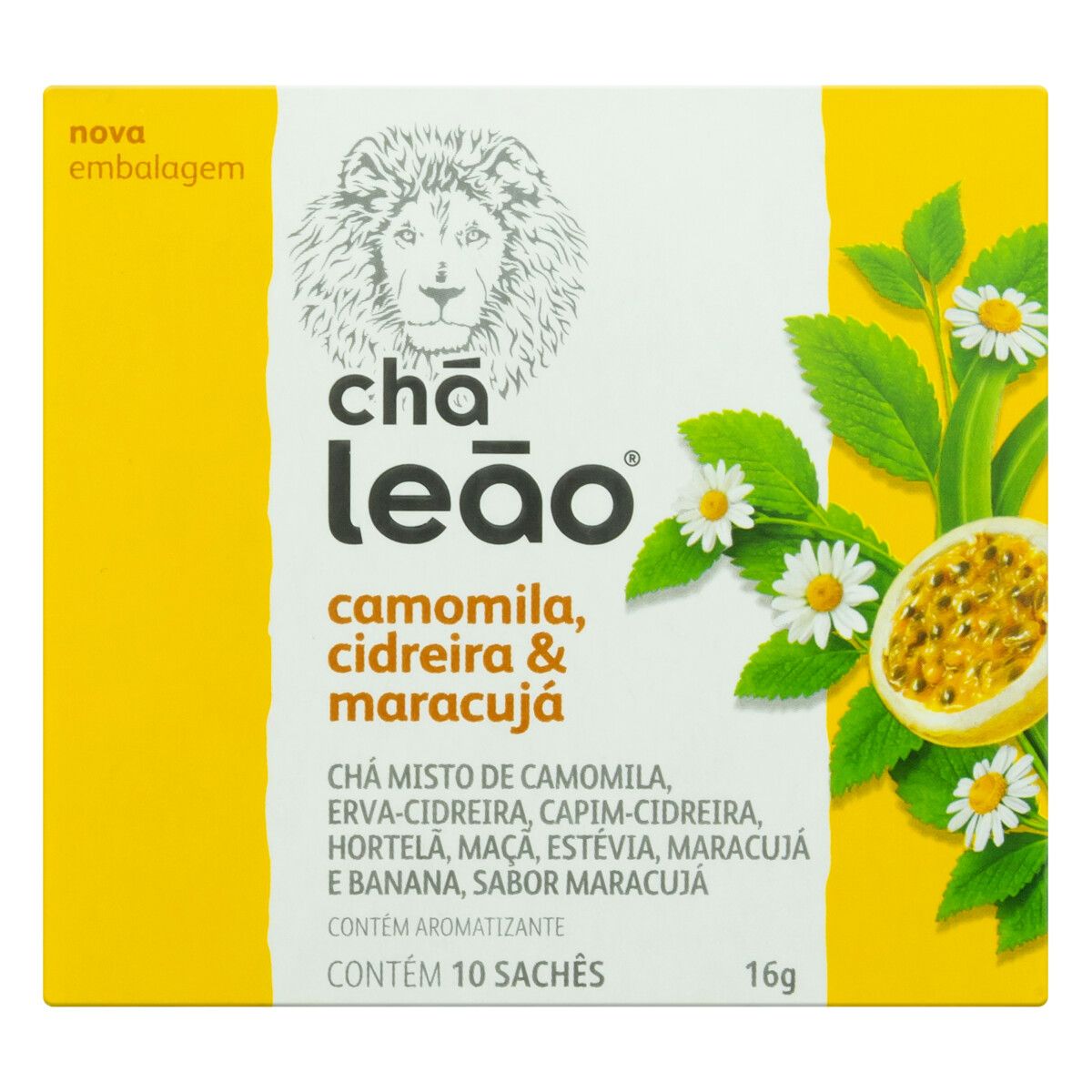 Chá Leão Sabor Camomila, Cidreira & Maracujá 16g