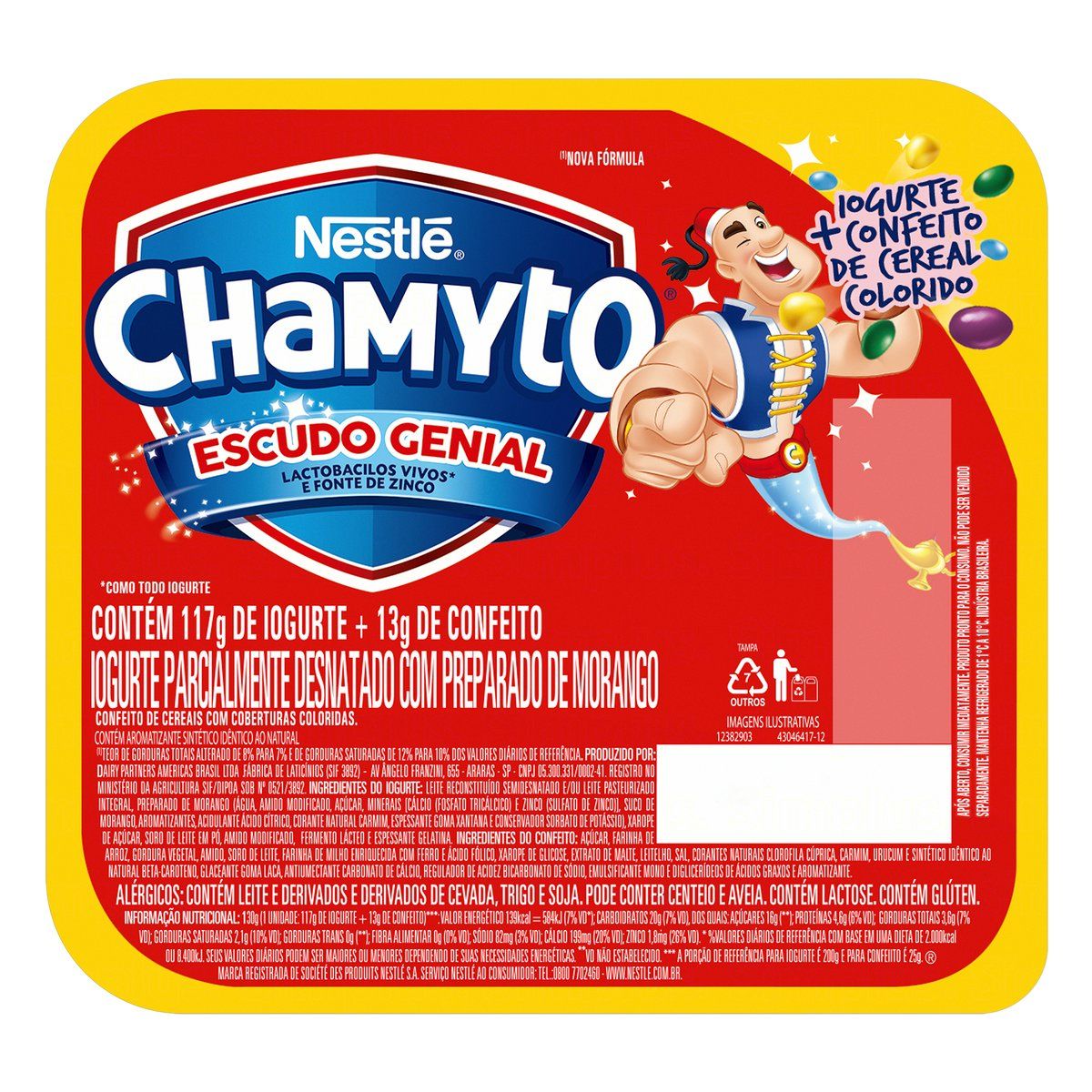 Iogurte Chamyto Parcialmente Desnatado Morango com Cereais Coloridos 130g