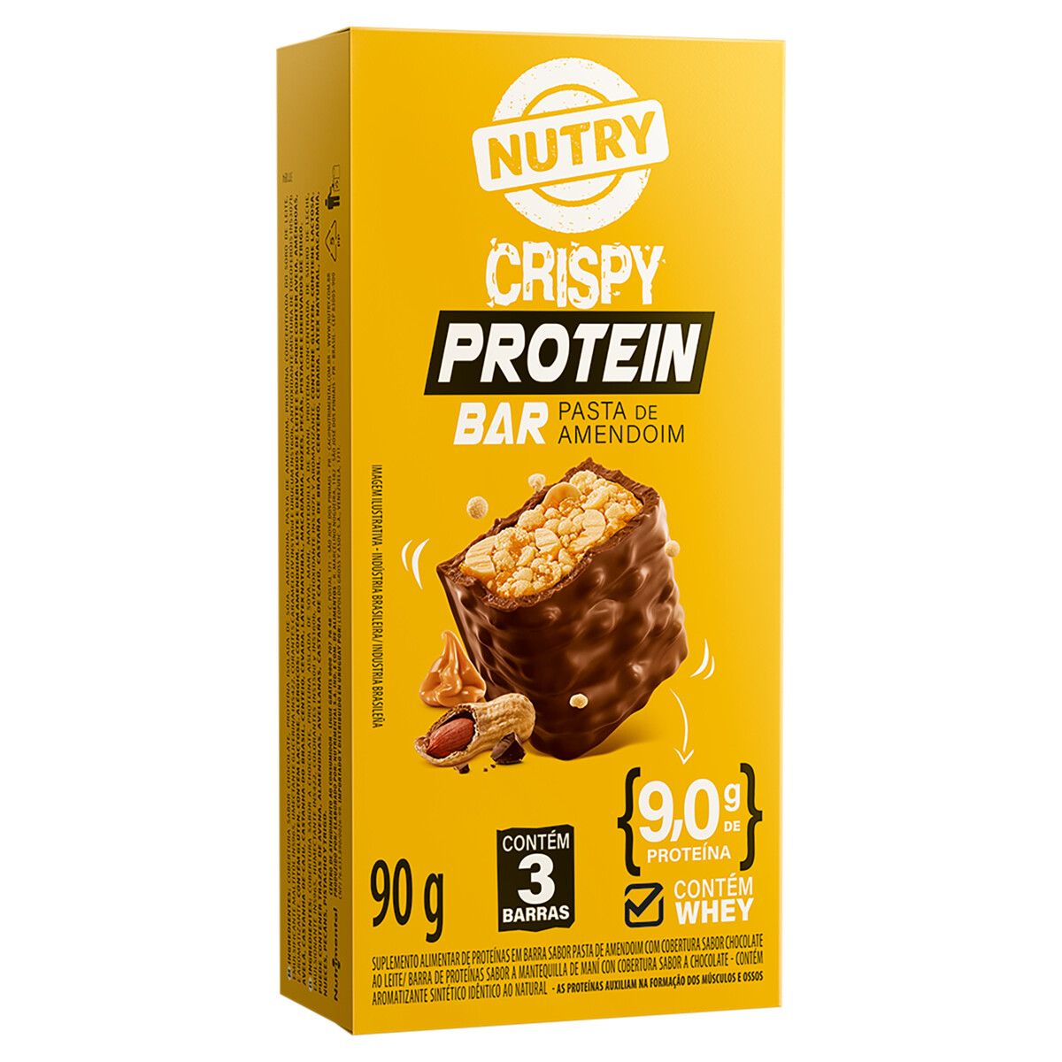 Pack Barra de Proteína Nutry Pasta de Amendoim 90g 3 Unidades