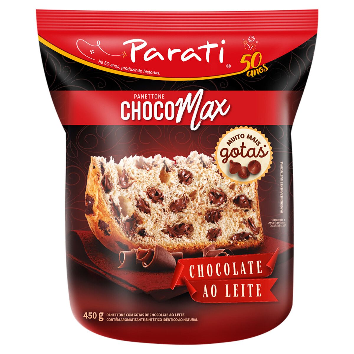 Panettone com Gotas de Chocolate ao Leite Parati Choco Max Pacote 450g