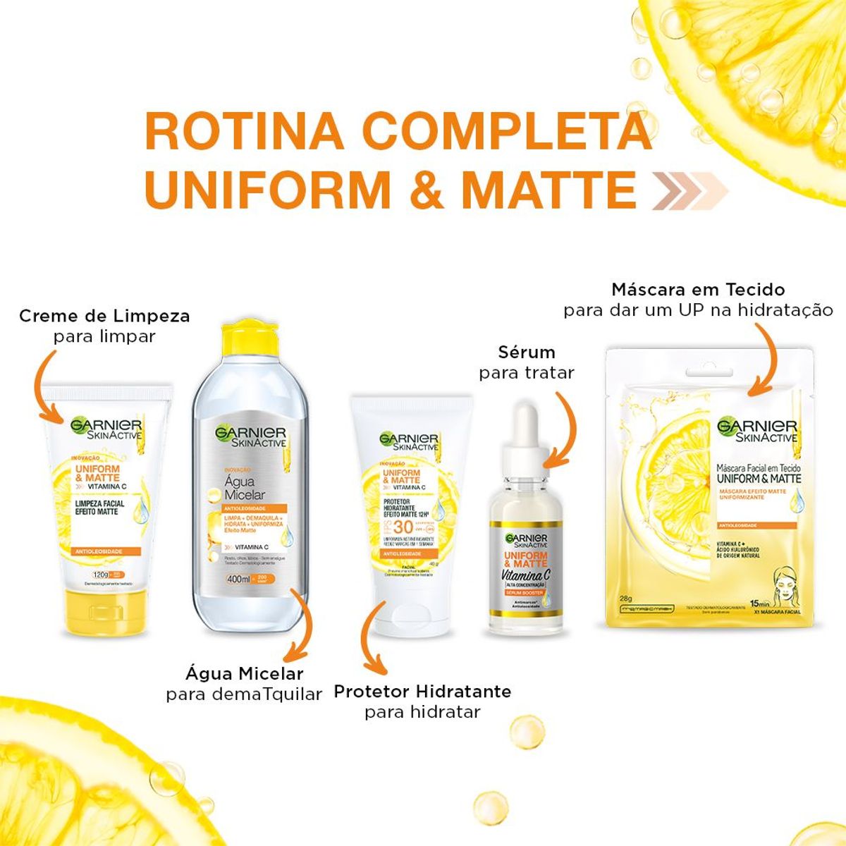Limpeza Facial Garnier Uniform & Matte Vitamina C Antioleosidade, 120g image number 4