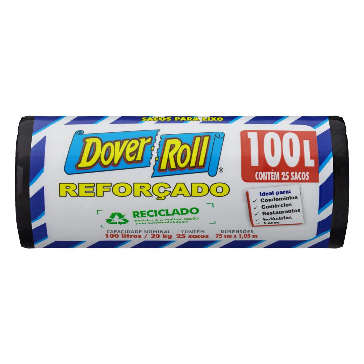 Saco para Lixo Dover Roll 100L Reforçado 25 Unidades