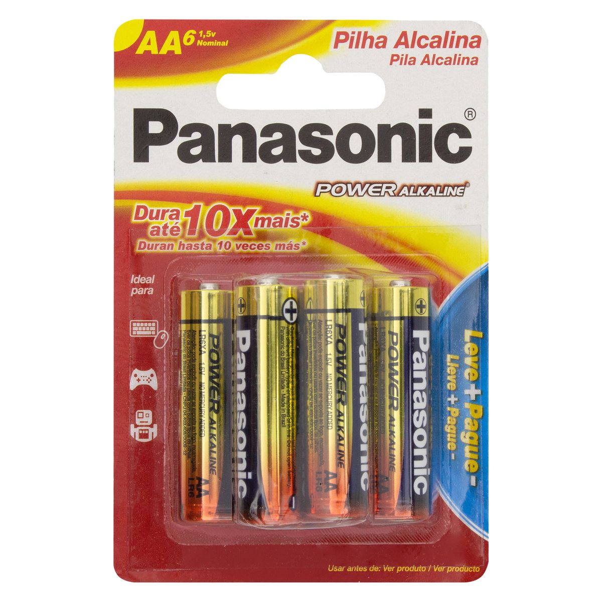 Pilha Alcalina AA Panasonic Power Alkaline 6 Unidades 1,5V Leve Mais Pague Menos