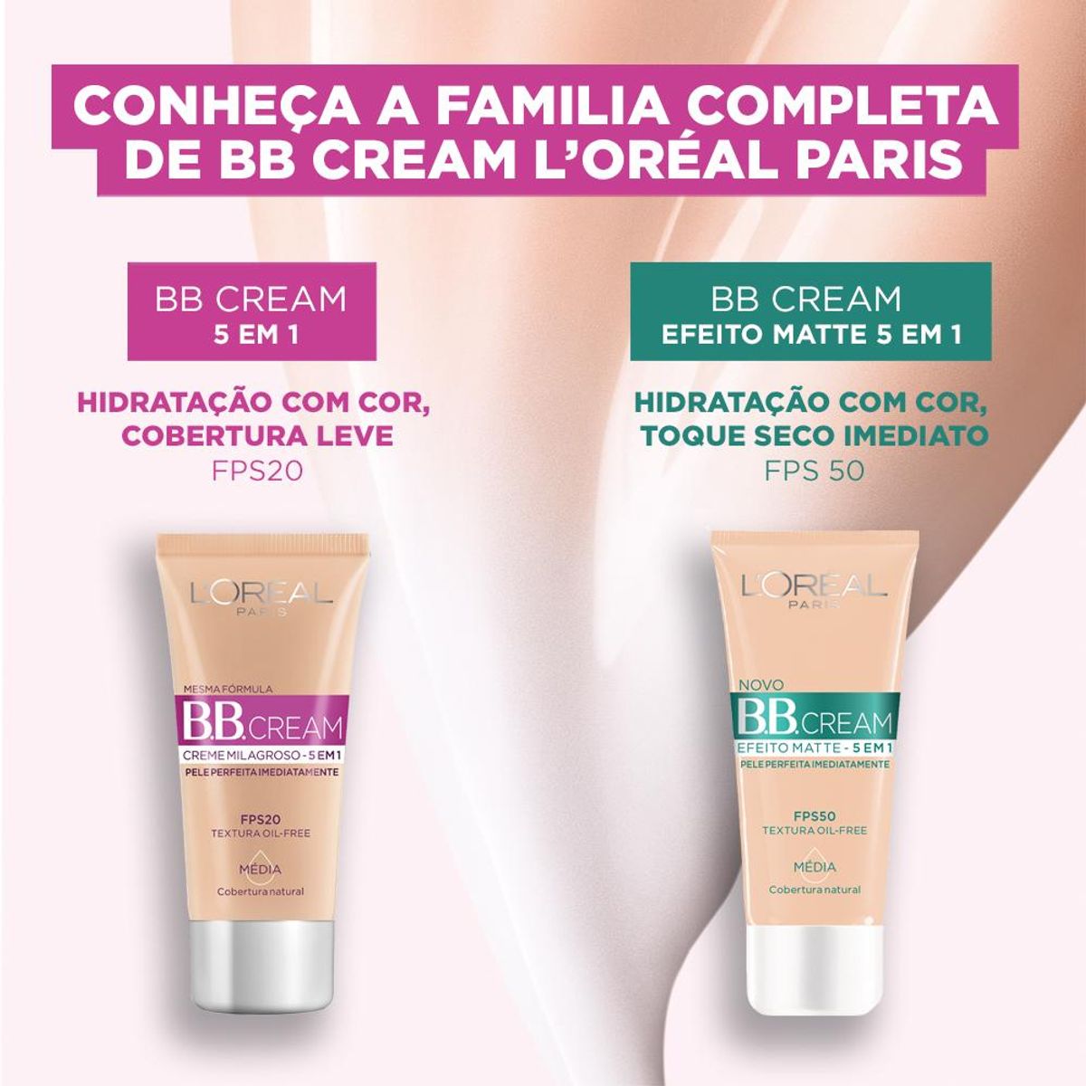 Base L'Oréal Paris BB Cream Efeito Matte 5 em 1 FPS50 Morena image number 4