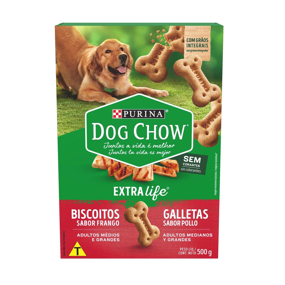 Biscoito Dog Chow Cães Adultos Médios e Grandes Frango 500g
