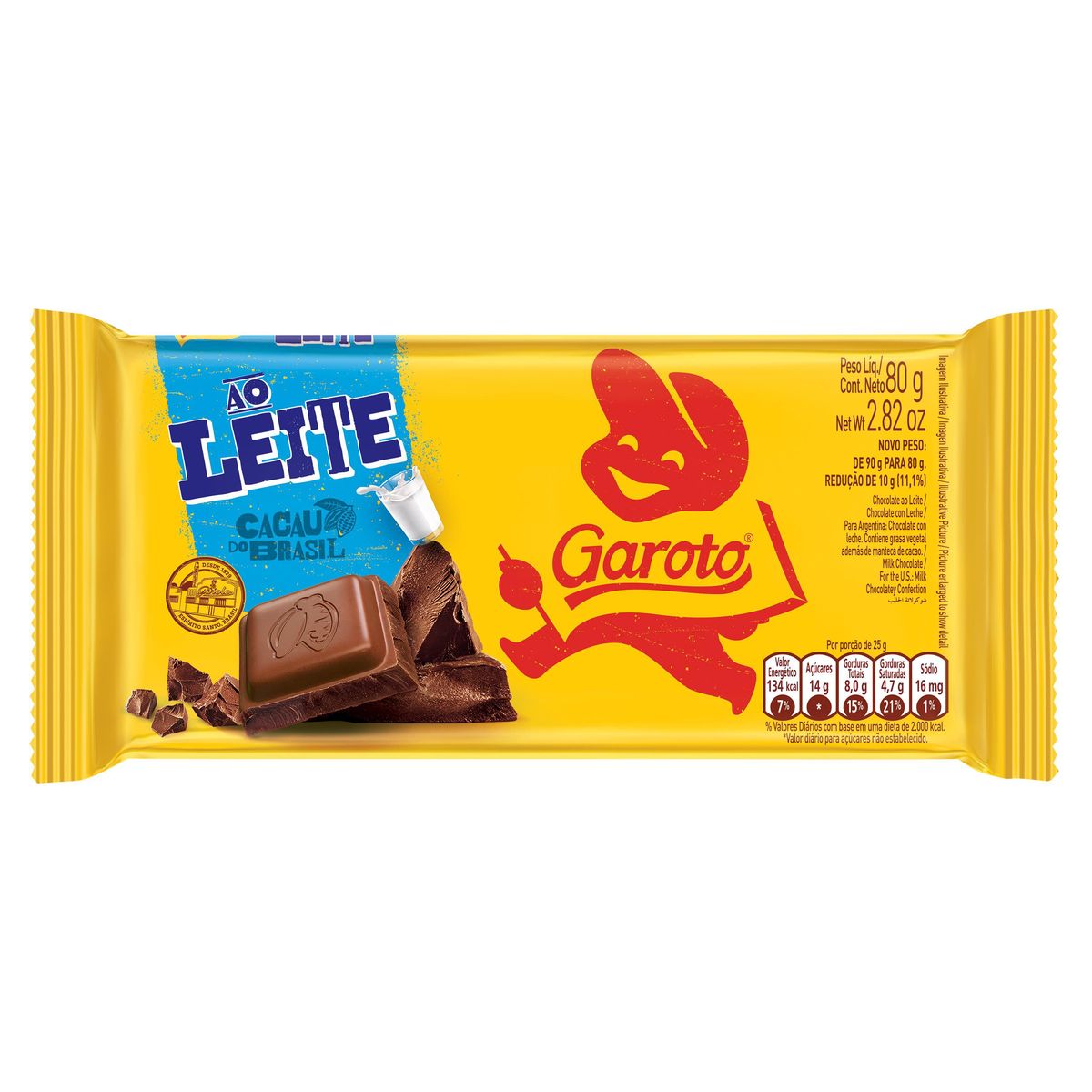 Chocolate Garoto ao Leite Tablete 80g image number 0