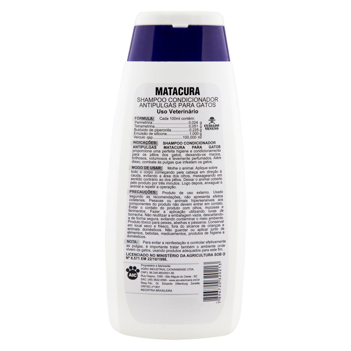 Shampoo e Condicionador para Gatos Antipulgas Matacura Frasco 200ml image number 1