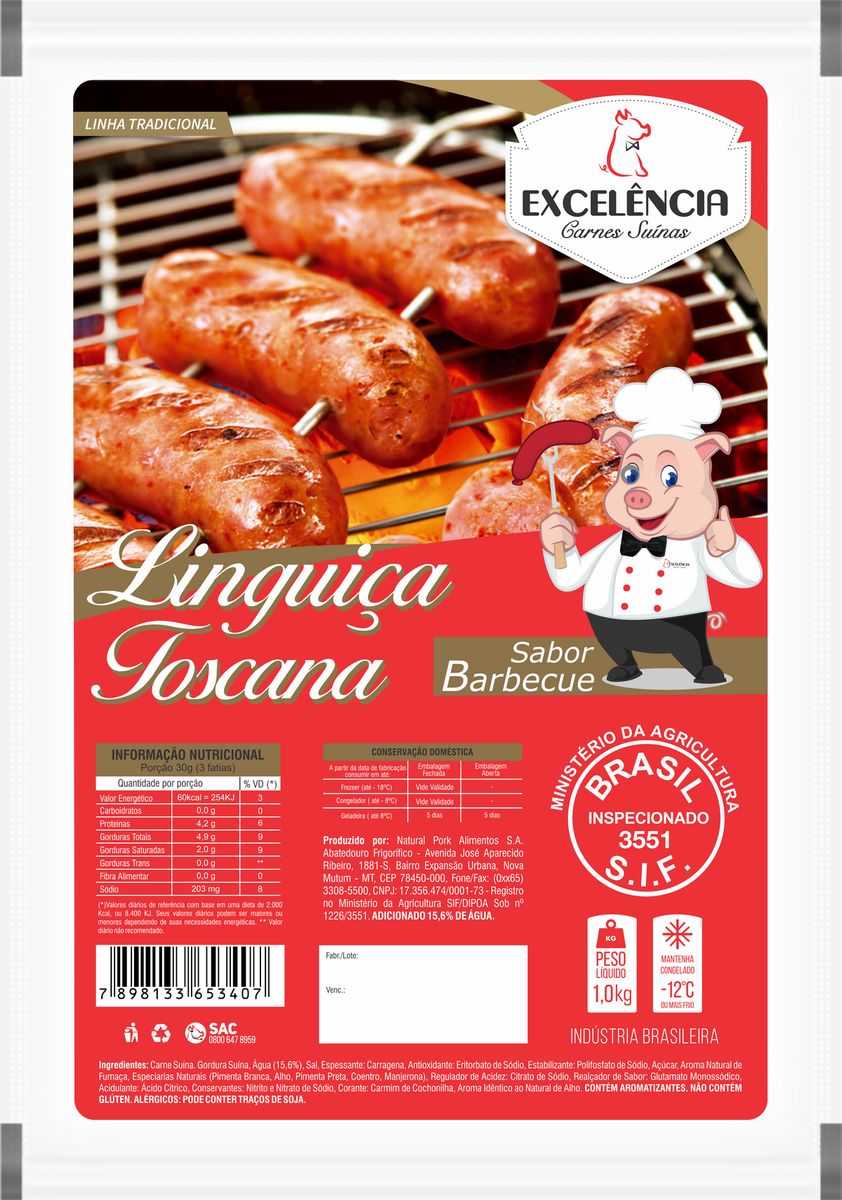 Linguiça Toscana Excelência Sabor Barbecue Pacote 1kg