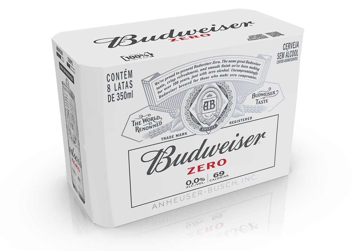Cerveja Zero Álcool Budweiser Lata 350ml (Pack com 8 und)